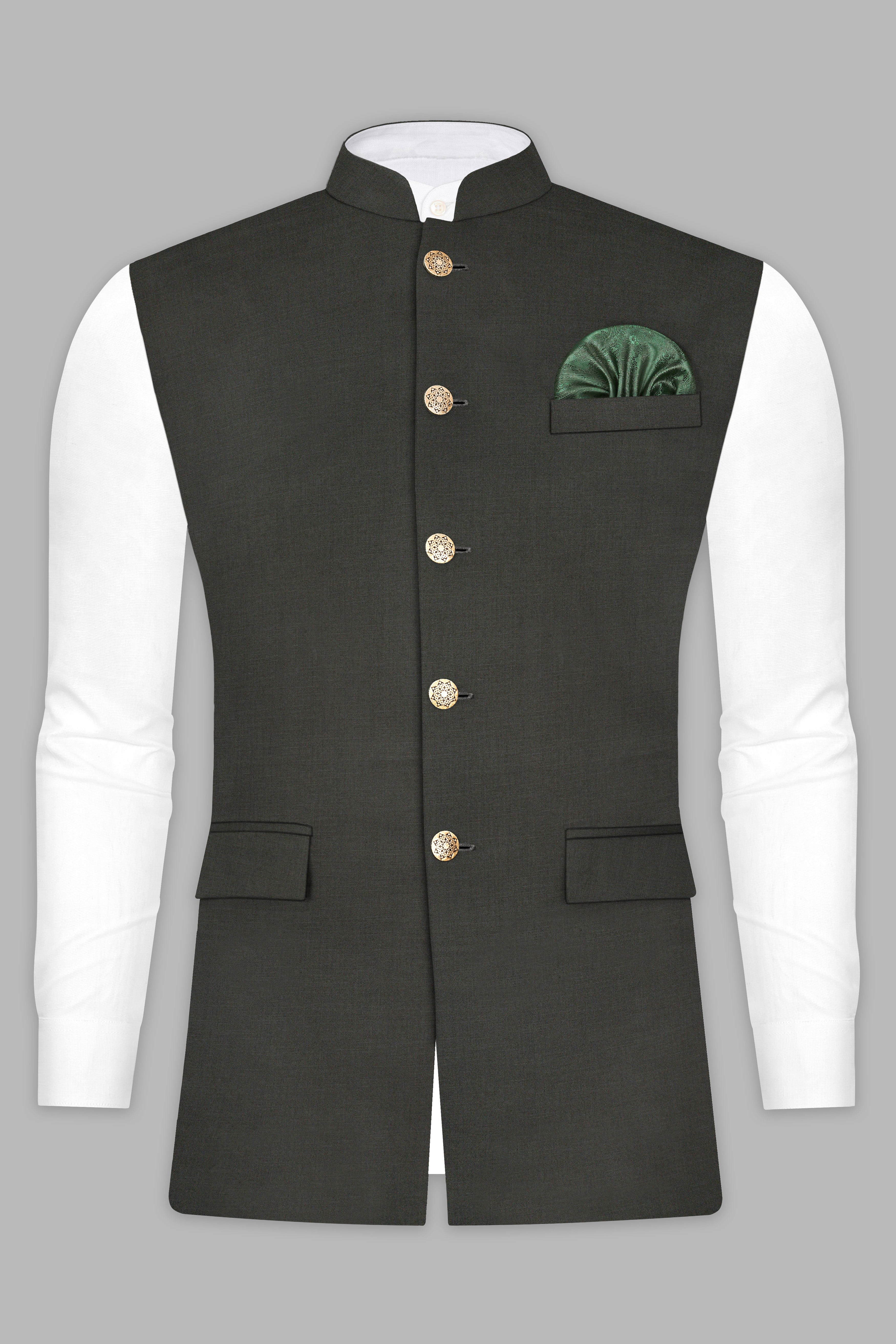 Rangoon Green Wool Rich Nehru Jacket