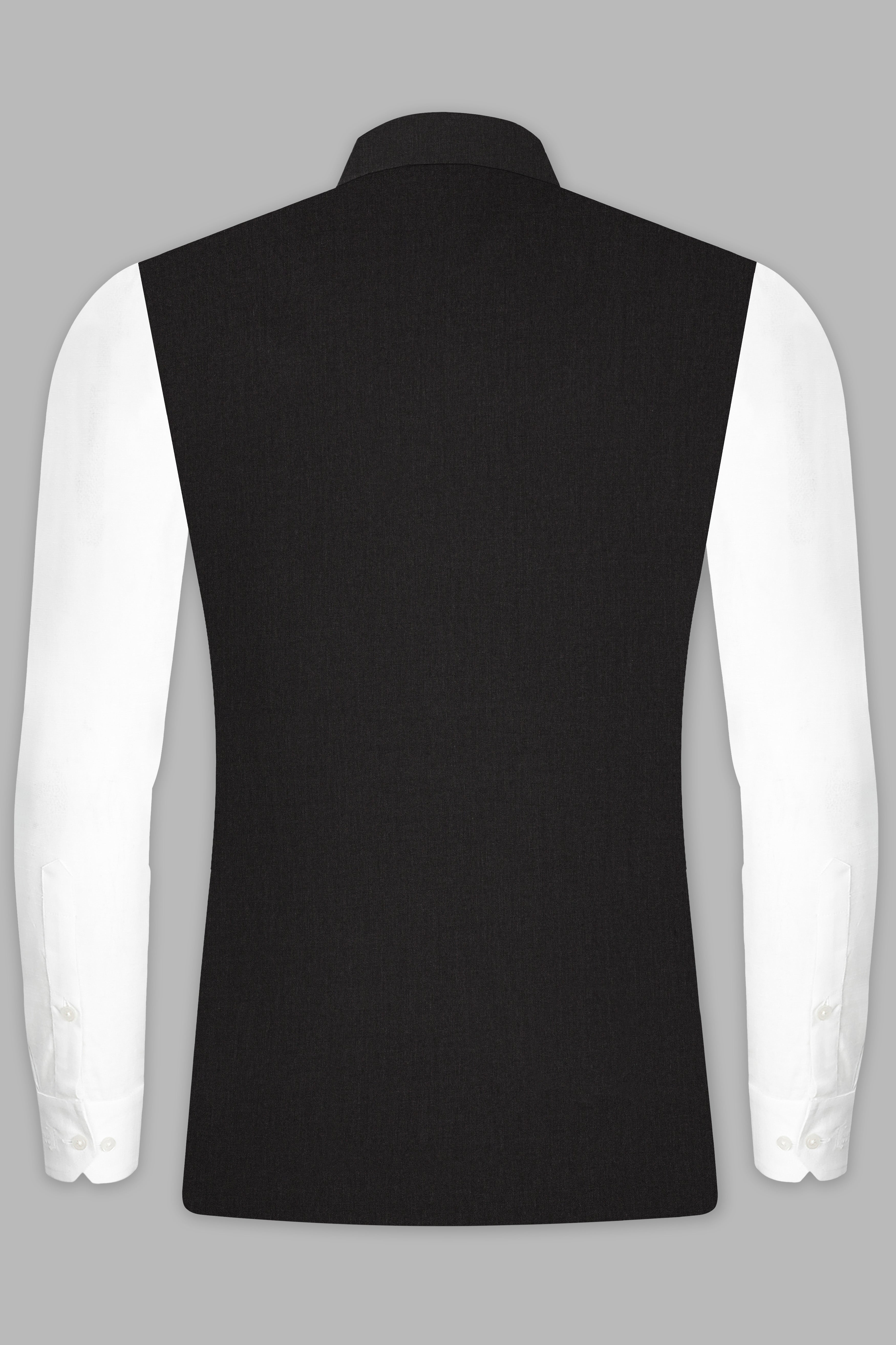 Shark Gray Stretchable Wool Blend  Nehru Jacket