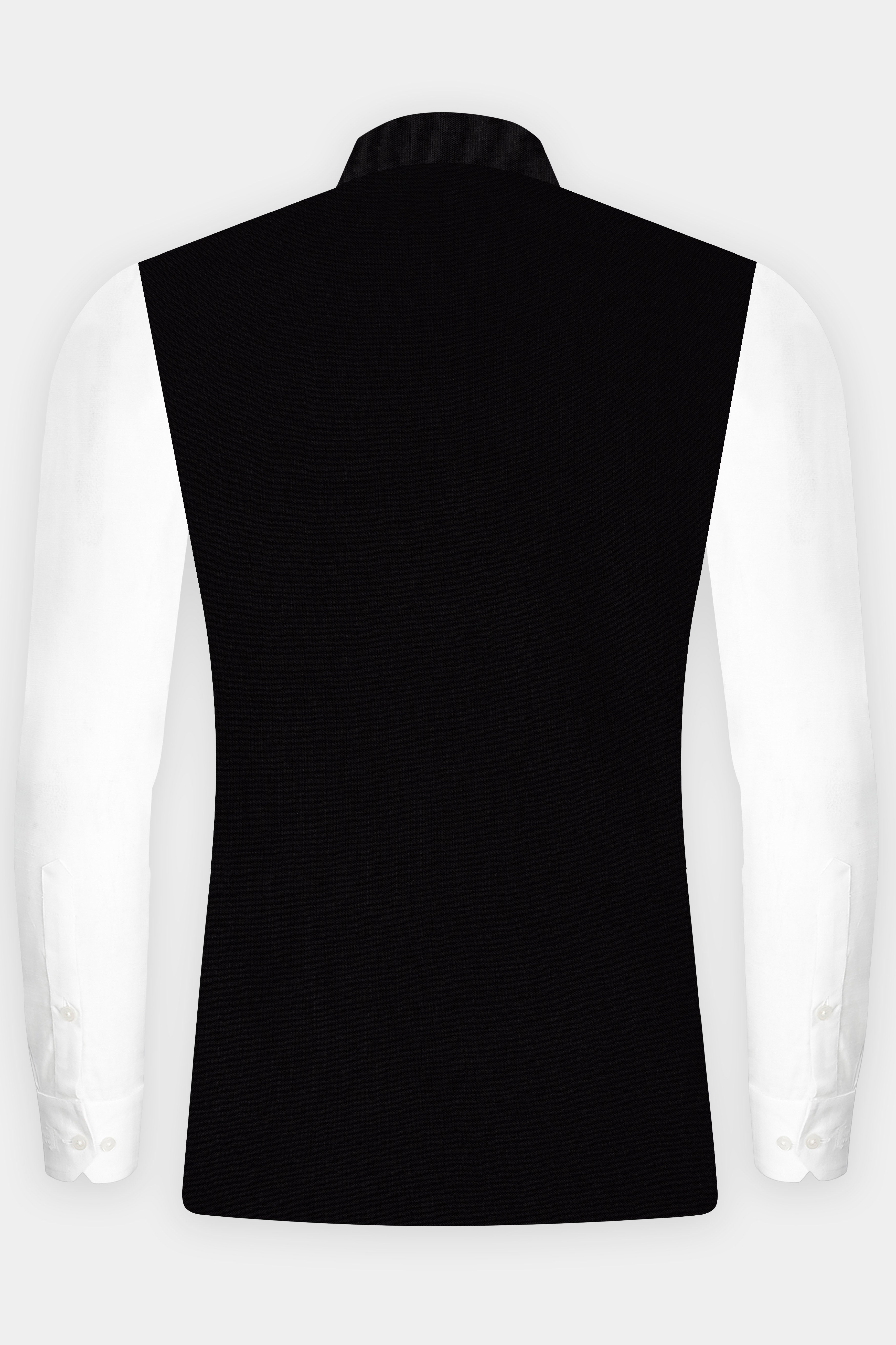 Jade Black Solid Luxurious Linen Nehru Jacket