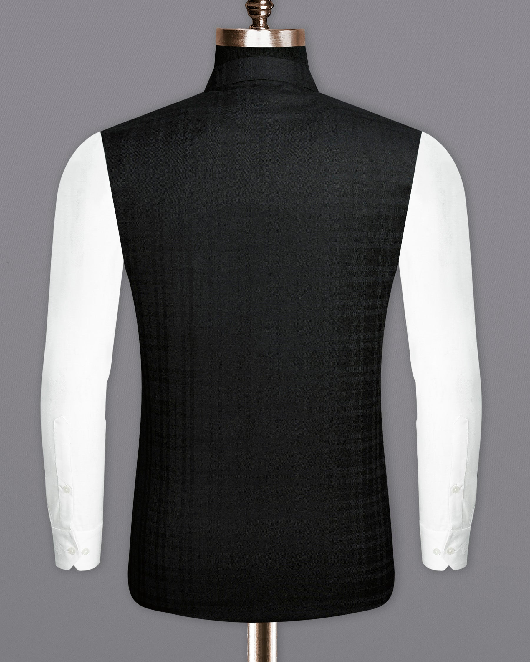 Jade Black Plaid Nehru Jacket WC1883-36, WC1883-38, WC1883-40, WC1883-42, WC1883-44, WC1883-46, WC1883-48, WC1883-50, WC1883-52, WC1883-54, WC1883-56, WC1883-58, WC1883-60