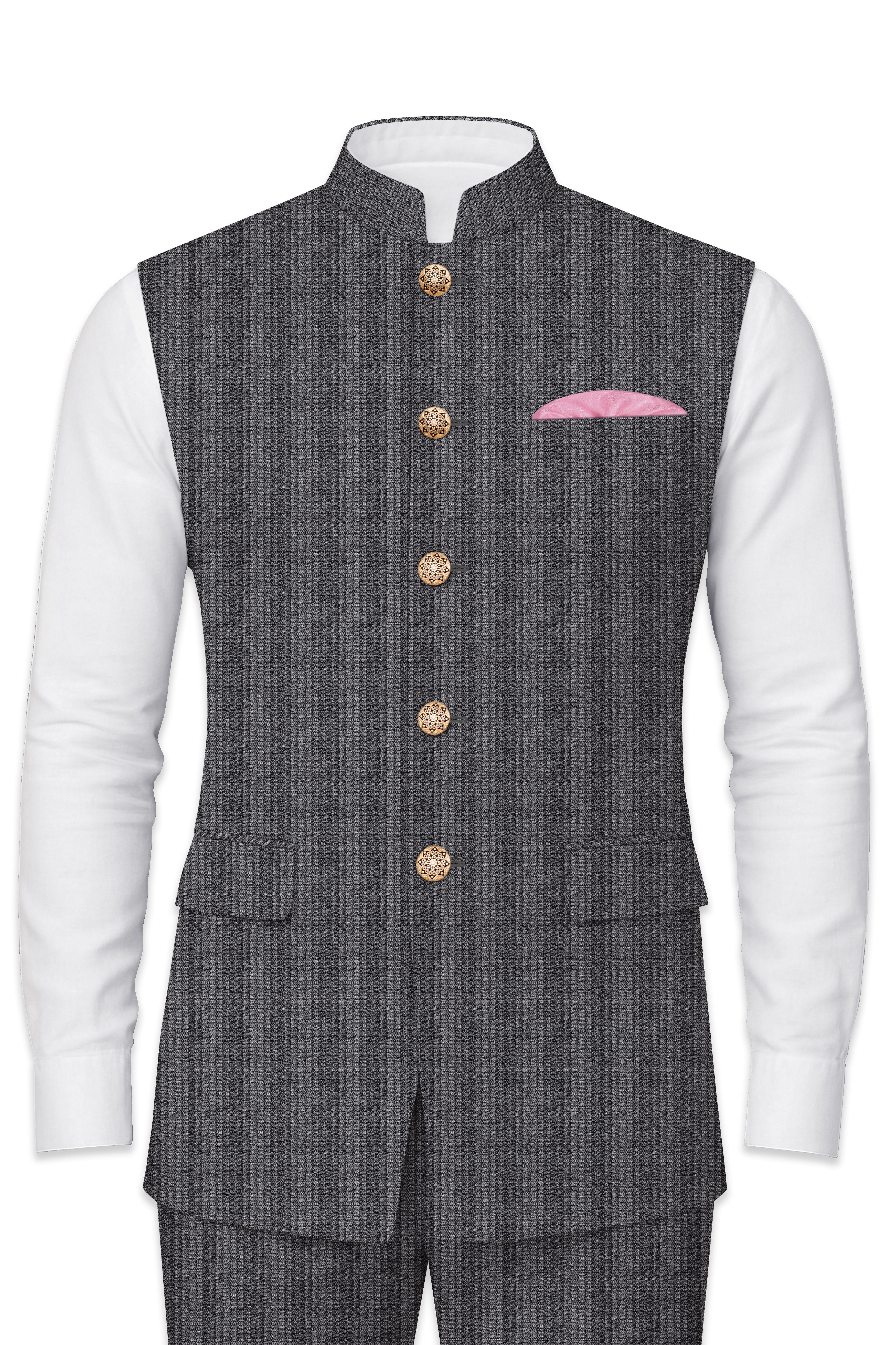 Vampire Gray Solid Nehru Jacket