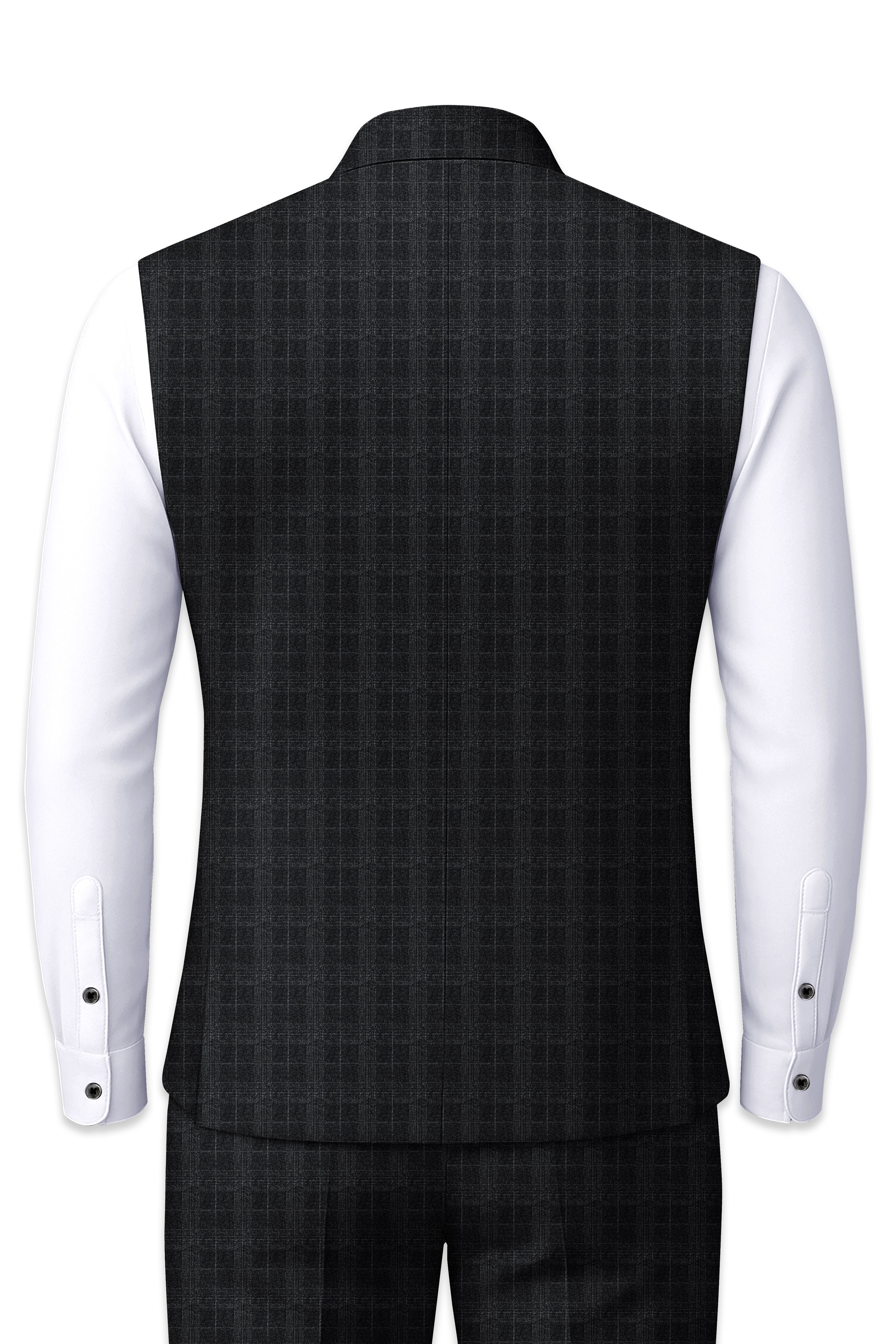 Charcoal Gray Plaid Nahru Jacket