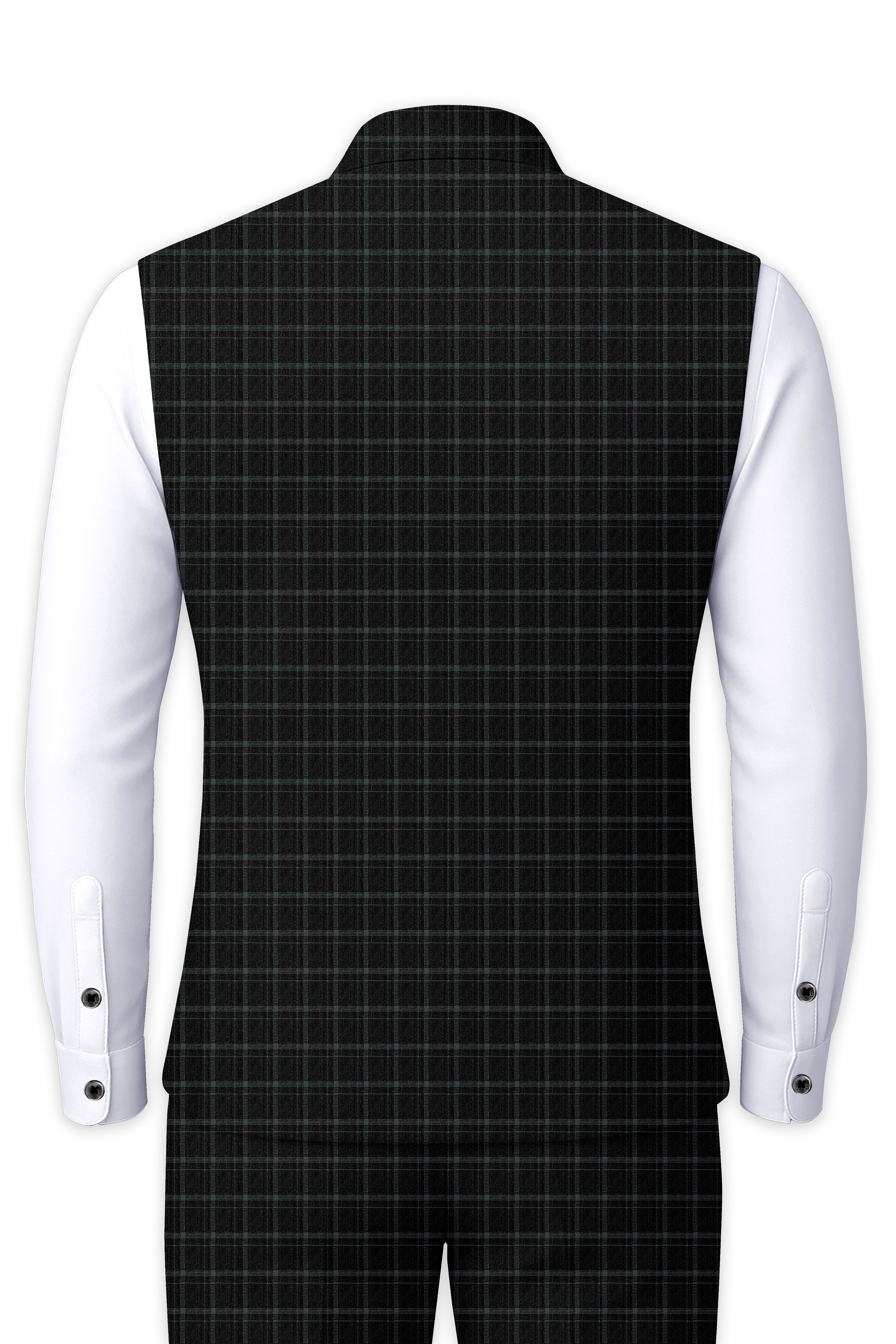 Cape God Gray Checkered Nehru Jacket