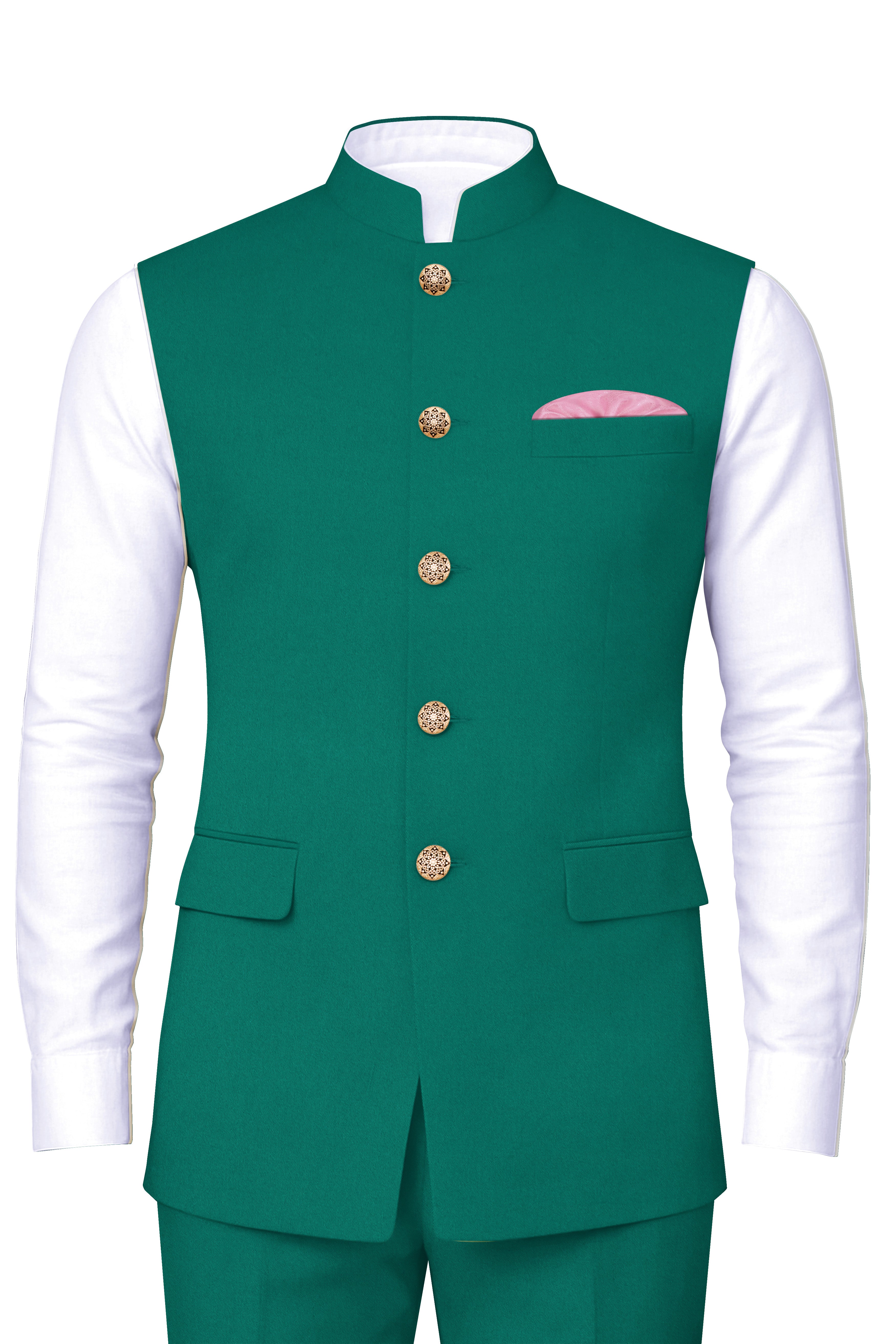 Stromboli Green Solid Bandhgala Nehru Jacket