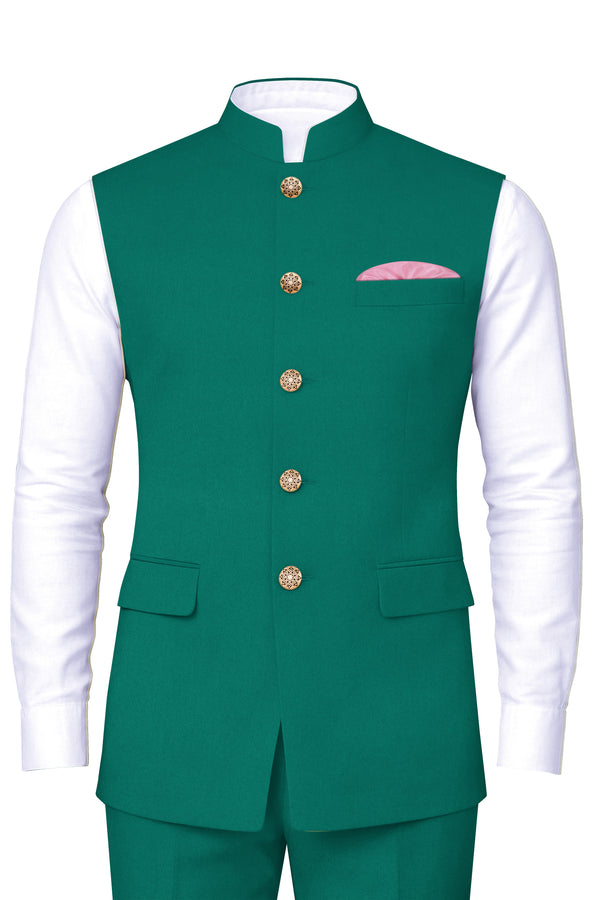 Stromboli Green Solid Bandhgala Nehru Jacket
