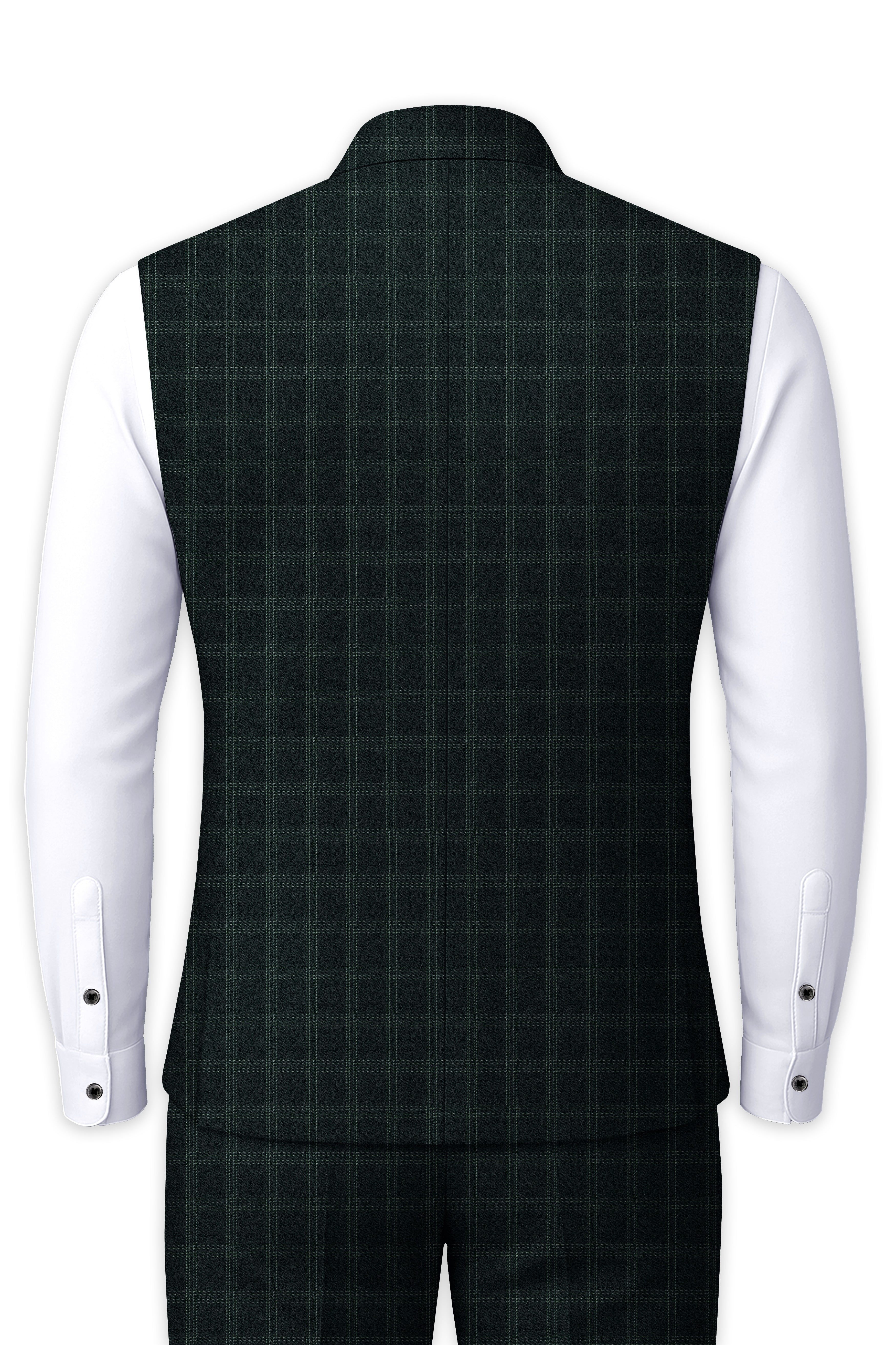 Zeus Green Plaid Bandhgala Nehru Jacket