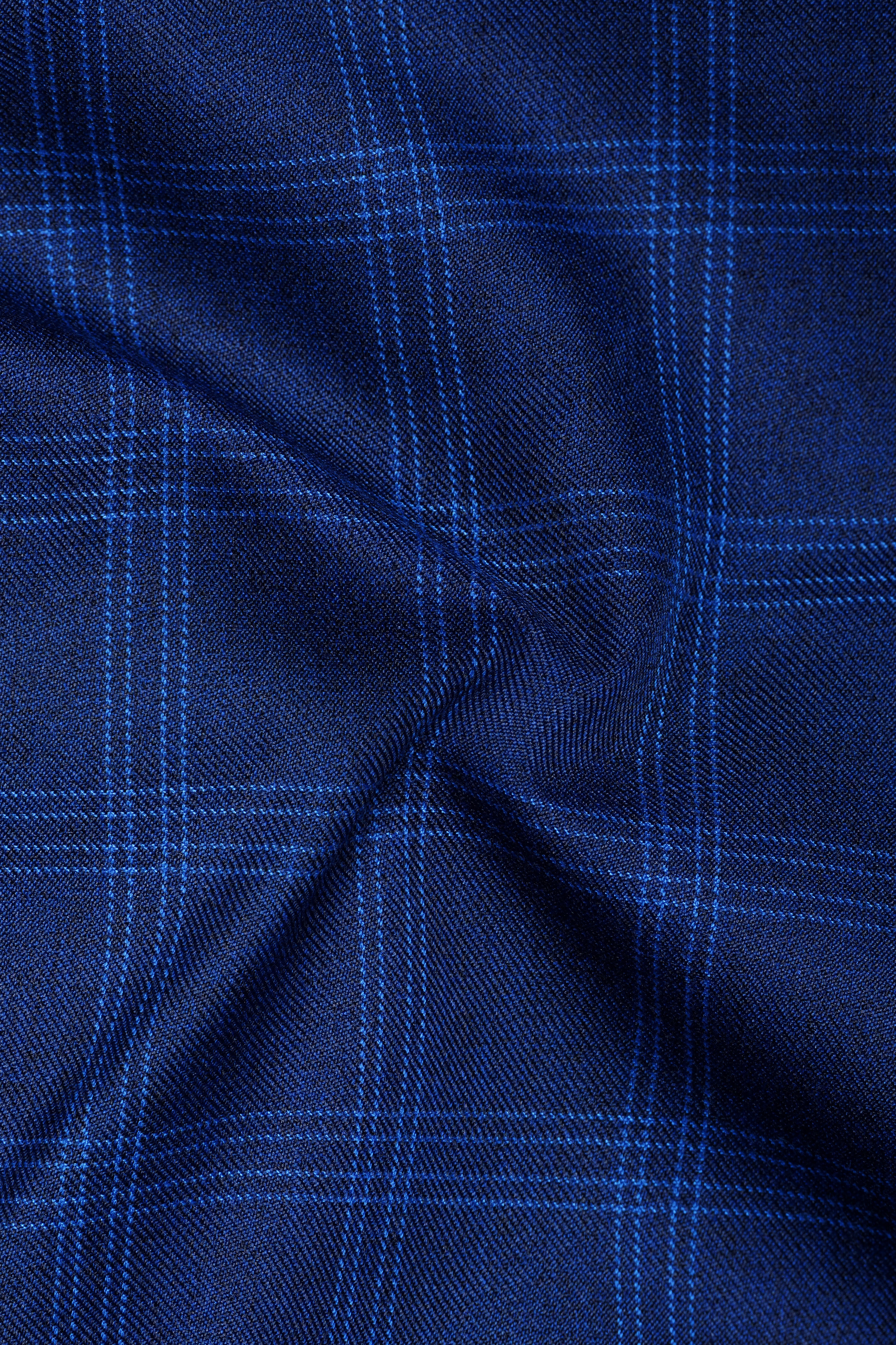 Baltic Sea Blue Windowpane Bandhgala Nehru Jacket