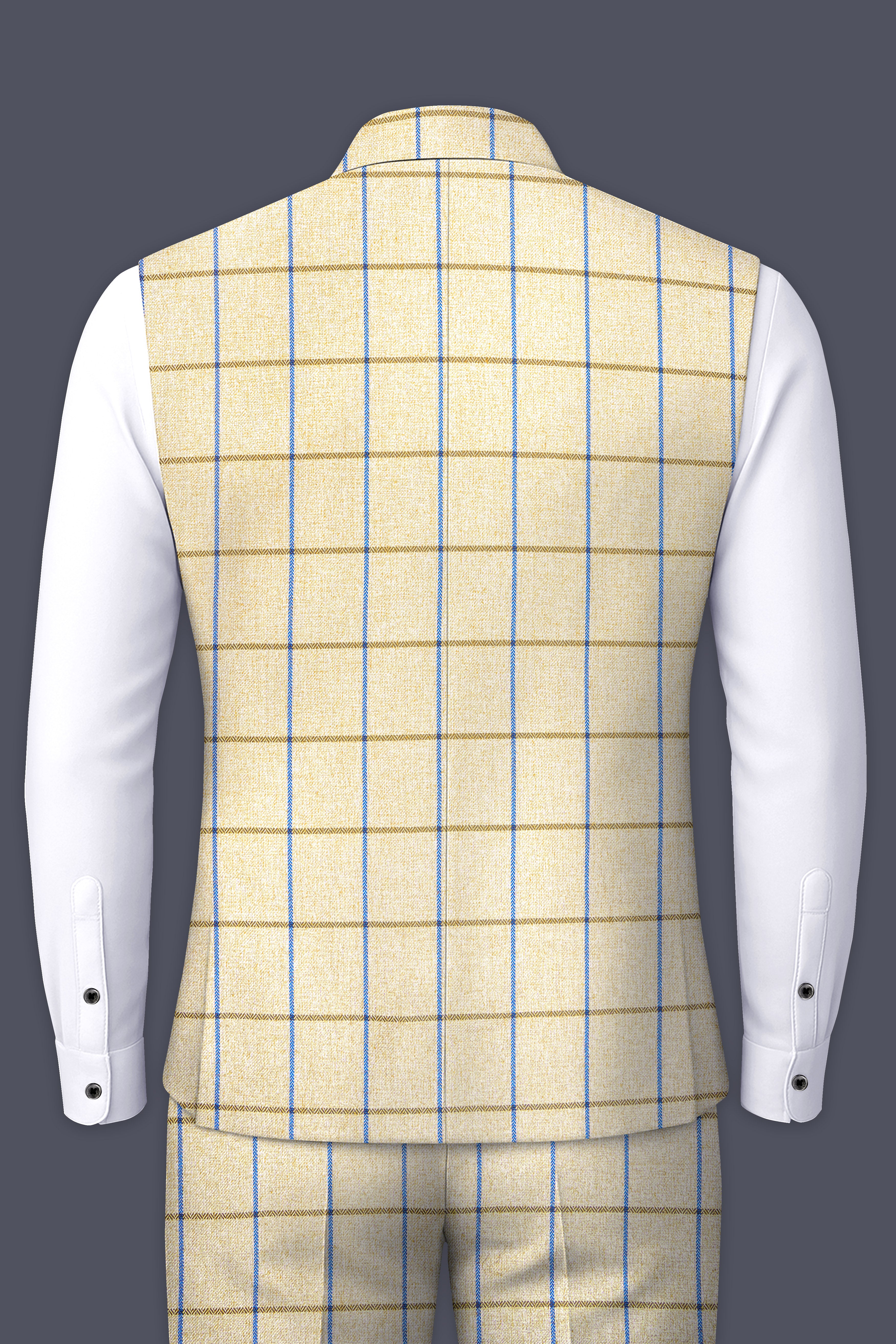 Mushroom Light Brown Checkered Bandhgala Nehru Jacket