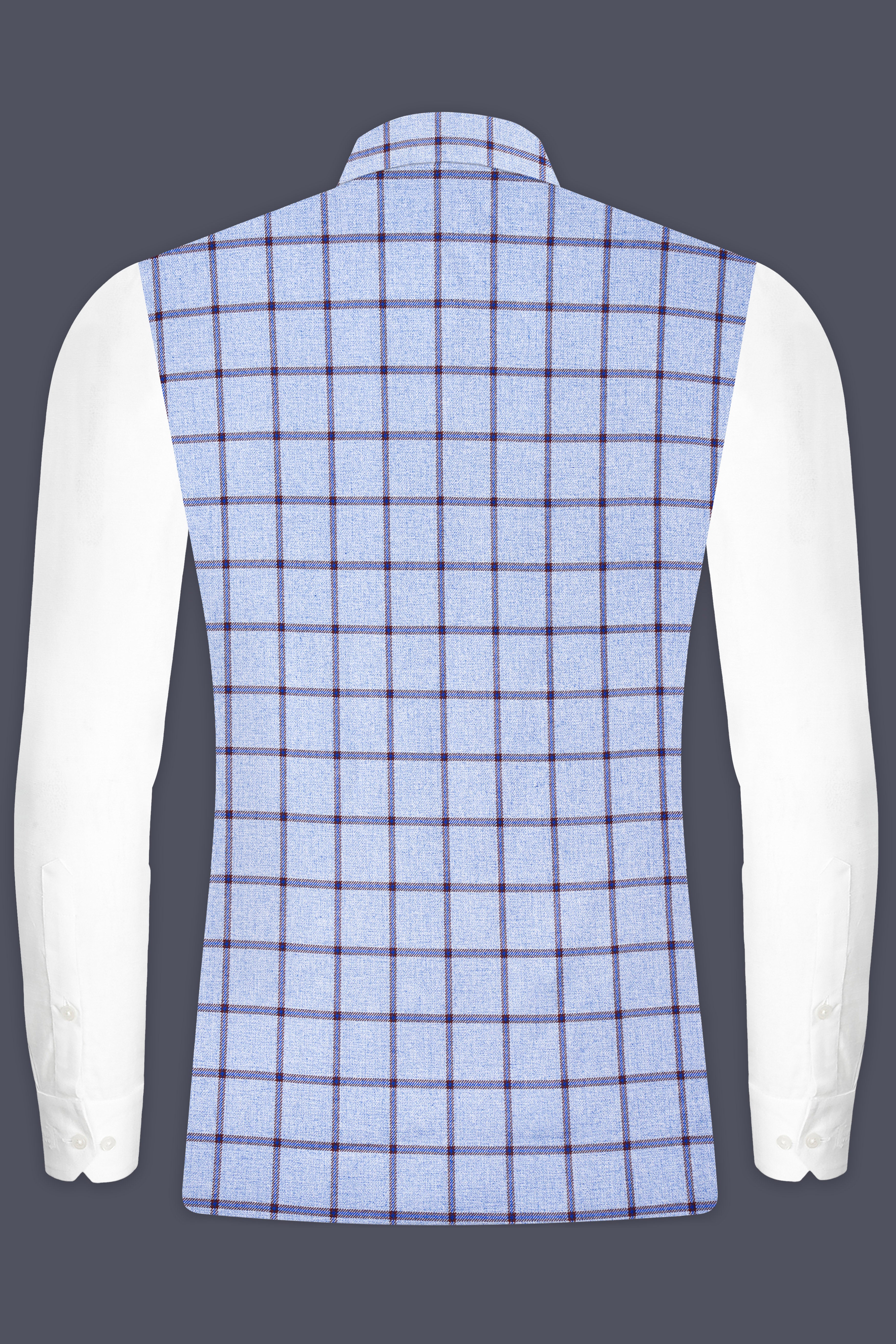 Spun Pearl Blue Checkered Bandhgala Nehru Jacket
