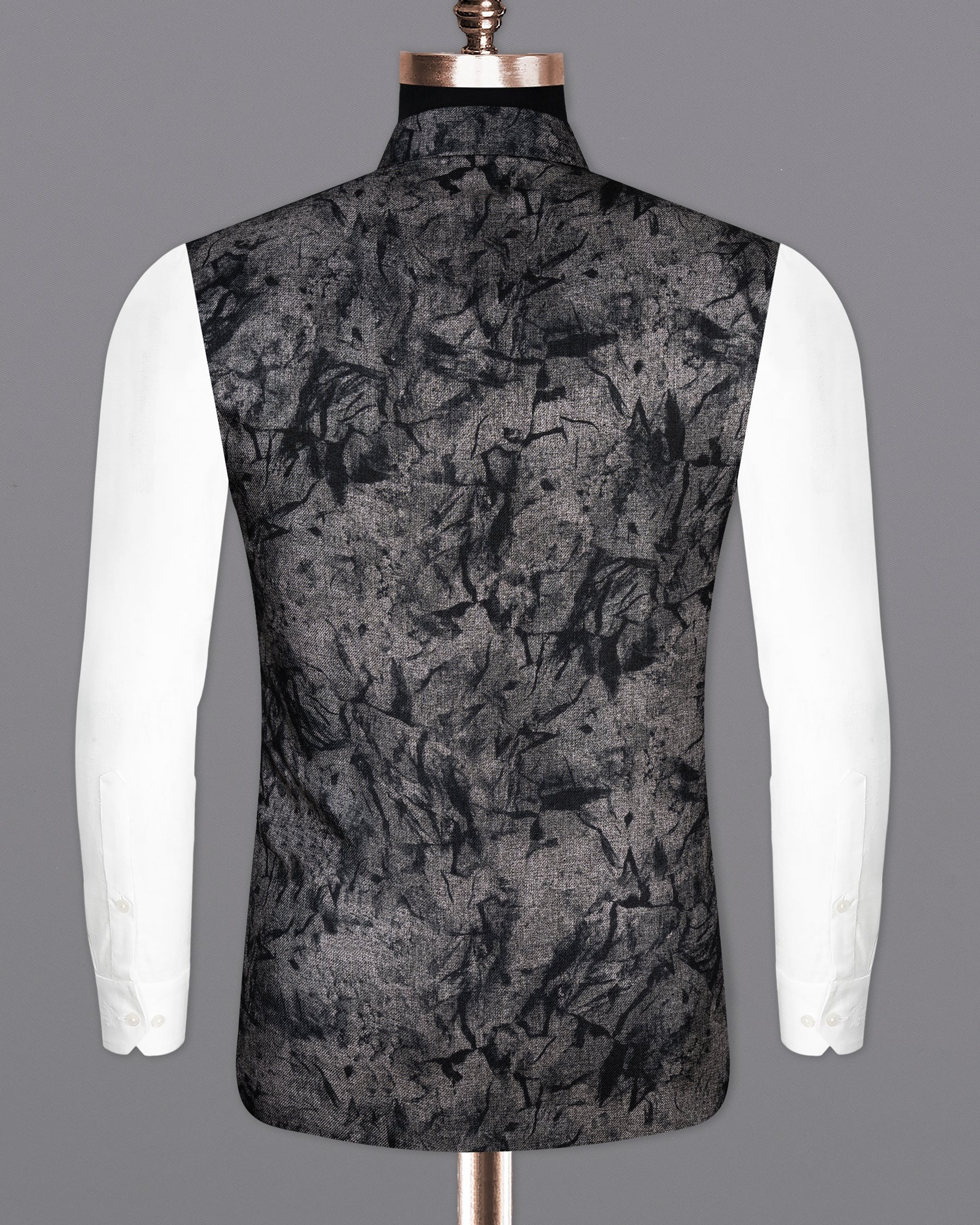 Dawn Gray and Onyx Black textured Designer Nehru Jacket
