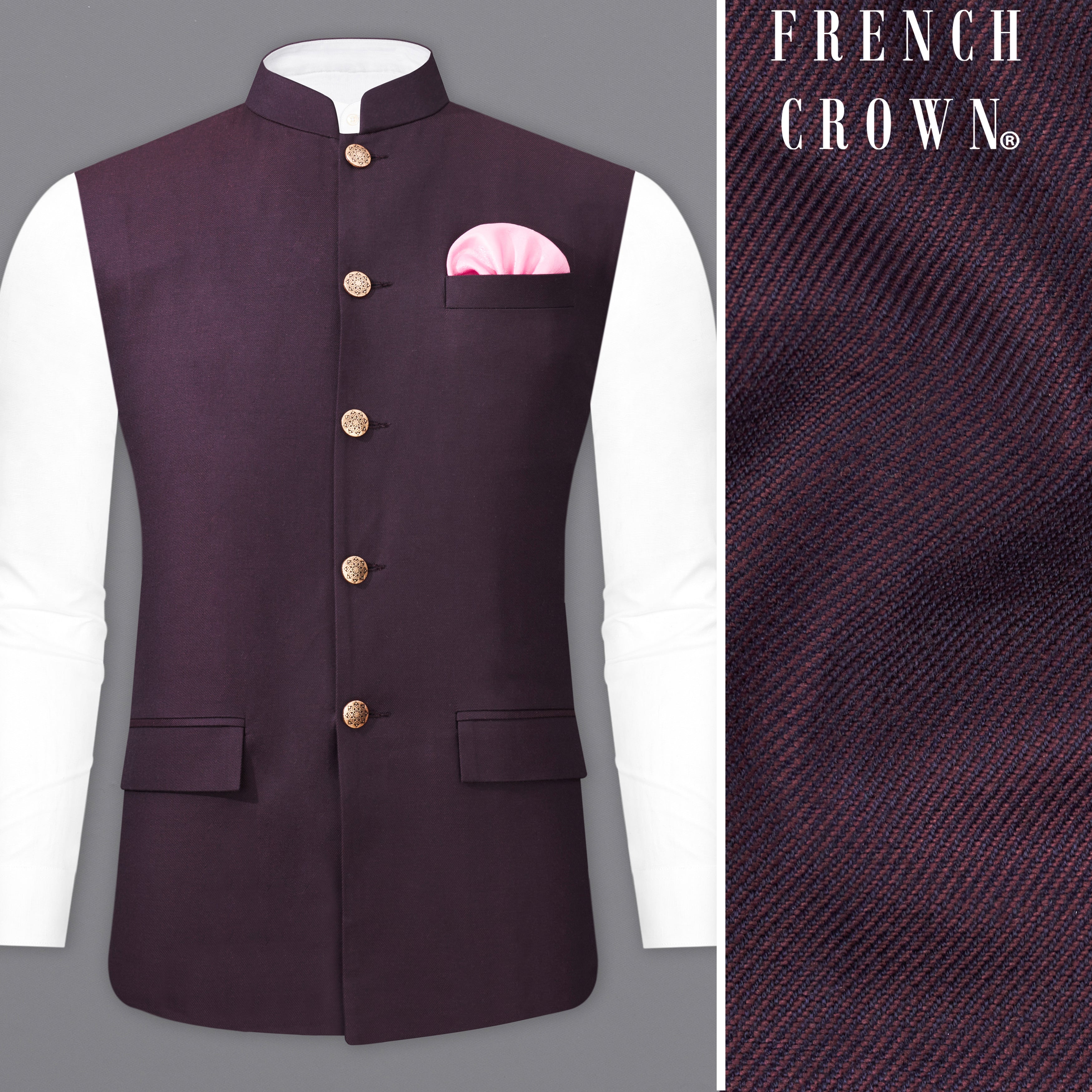 Wine colour cheap nehru jacket