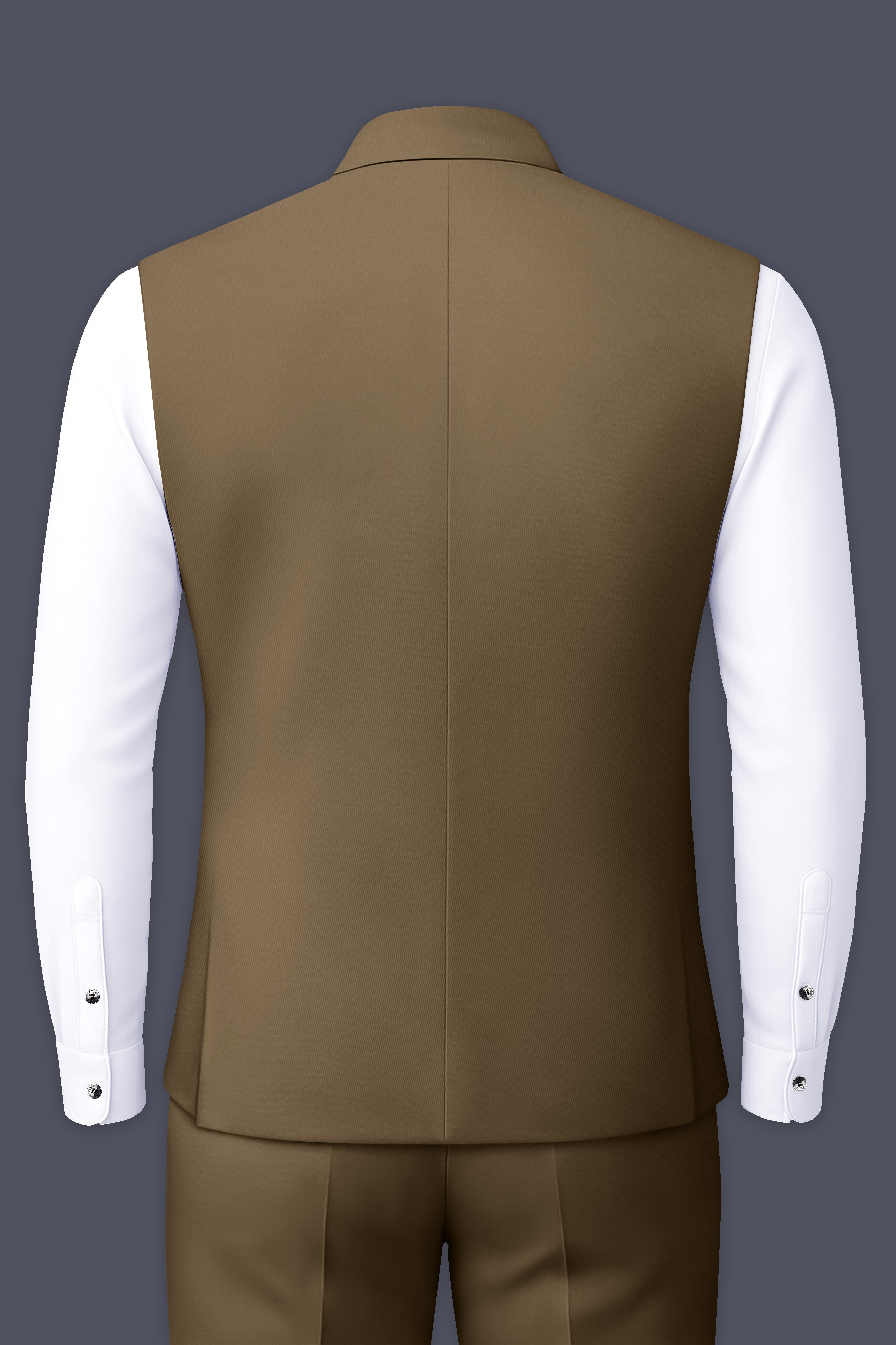 Khaki Brown Textured Nehru Jacket