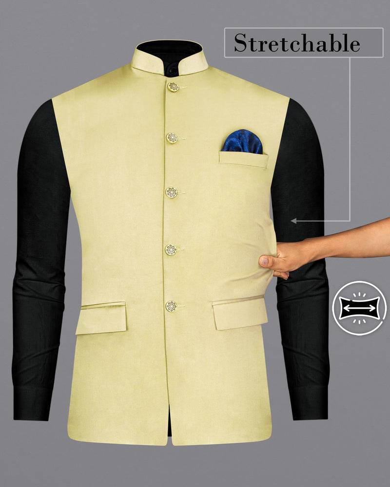 Maize Light Brown Stretchable Premium Cotton Traveler Nehru Jacket