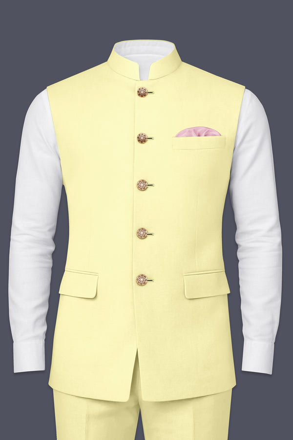 Maize Cream Stretchable Premium Cotton Traveler Nehru Jacket