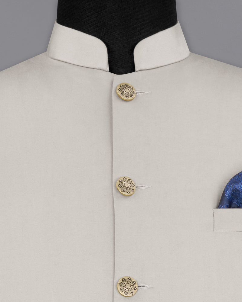 Sisal Light Gray Stretchable Premium Cotton Traveler Nehru Jacket