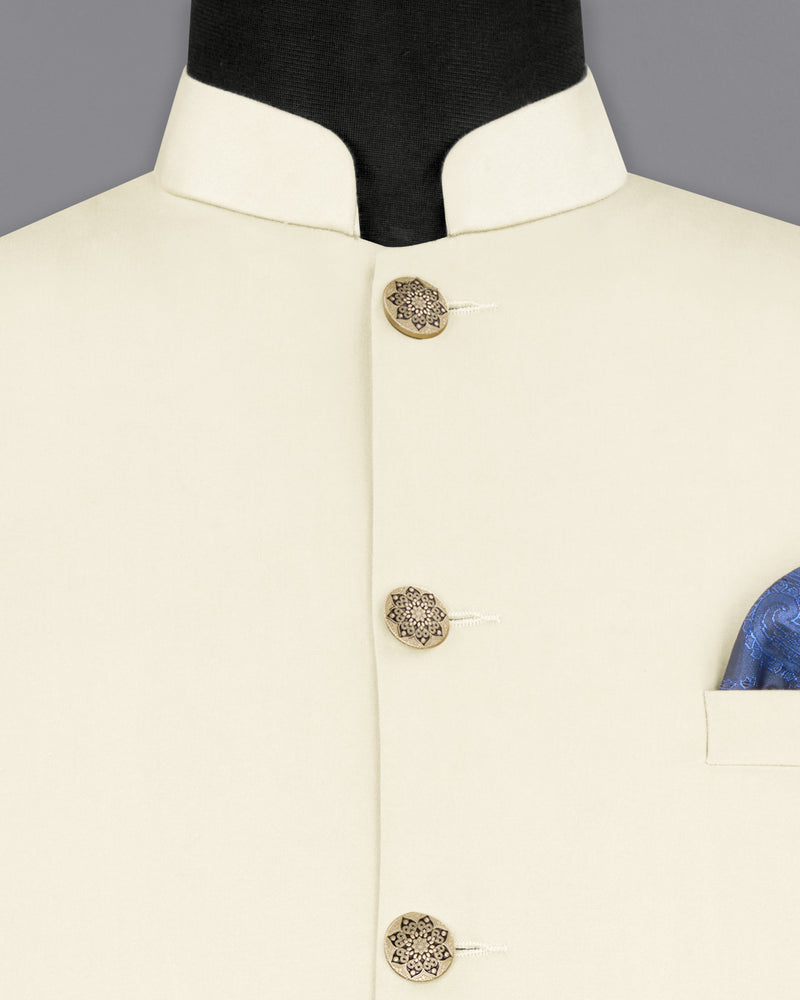Merino Cream Stretchable Premium Cotton Traveler Nehru Jacket