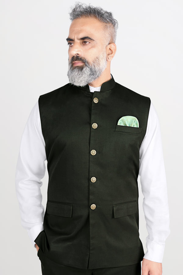 Rangoon Green Wool Rich Nehru Jacket