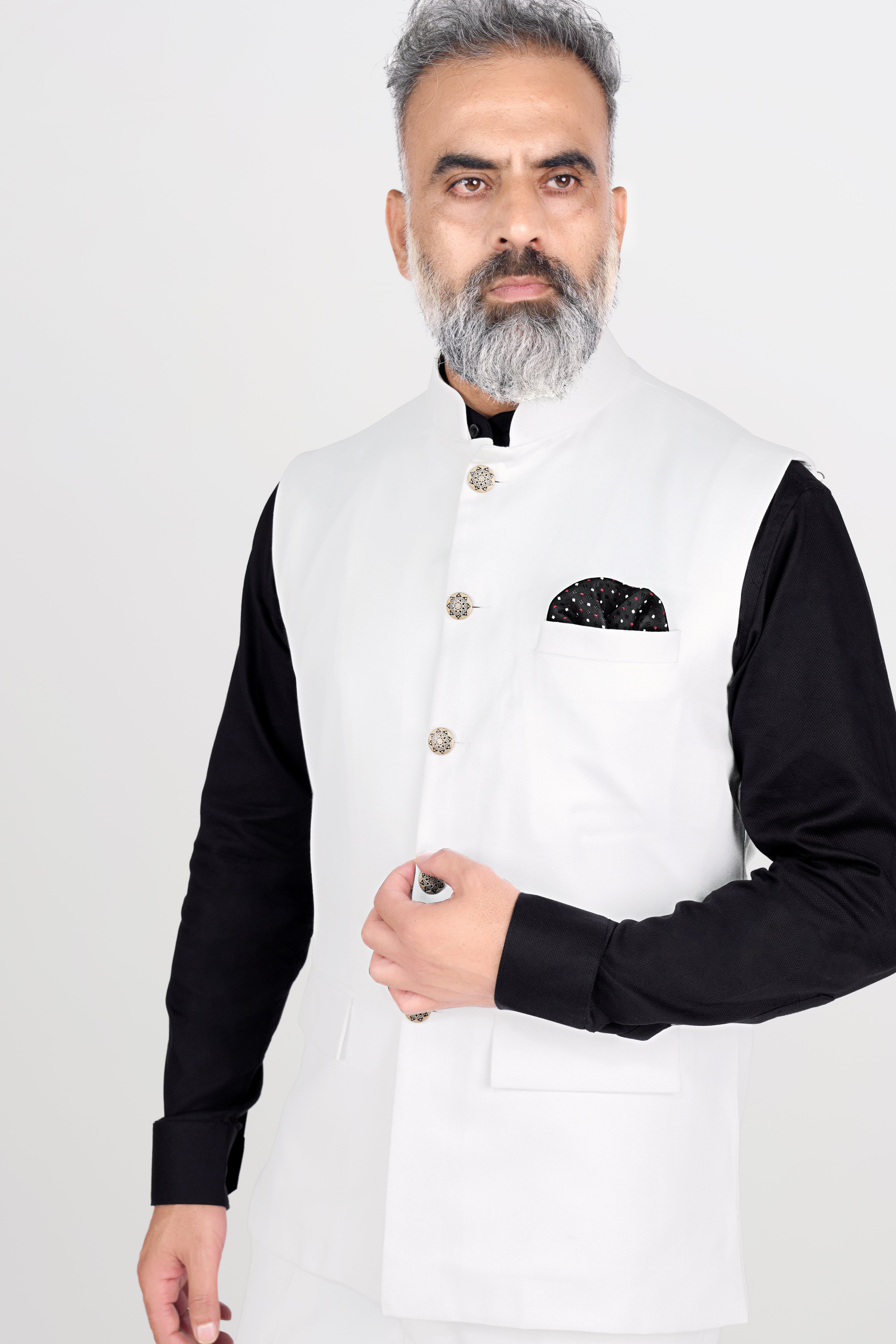 Bright White Wool Rich Nehru Jacket