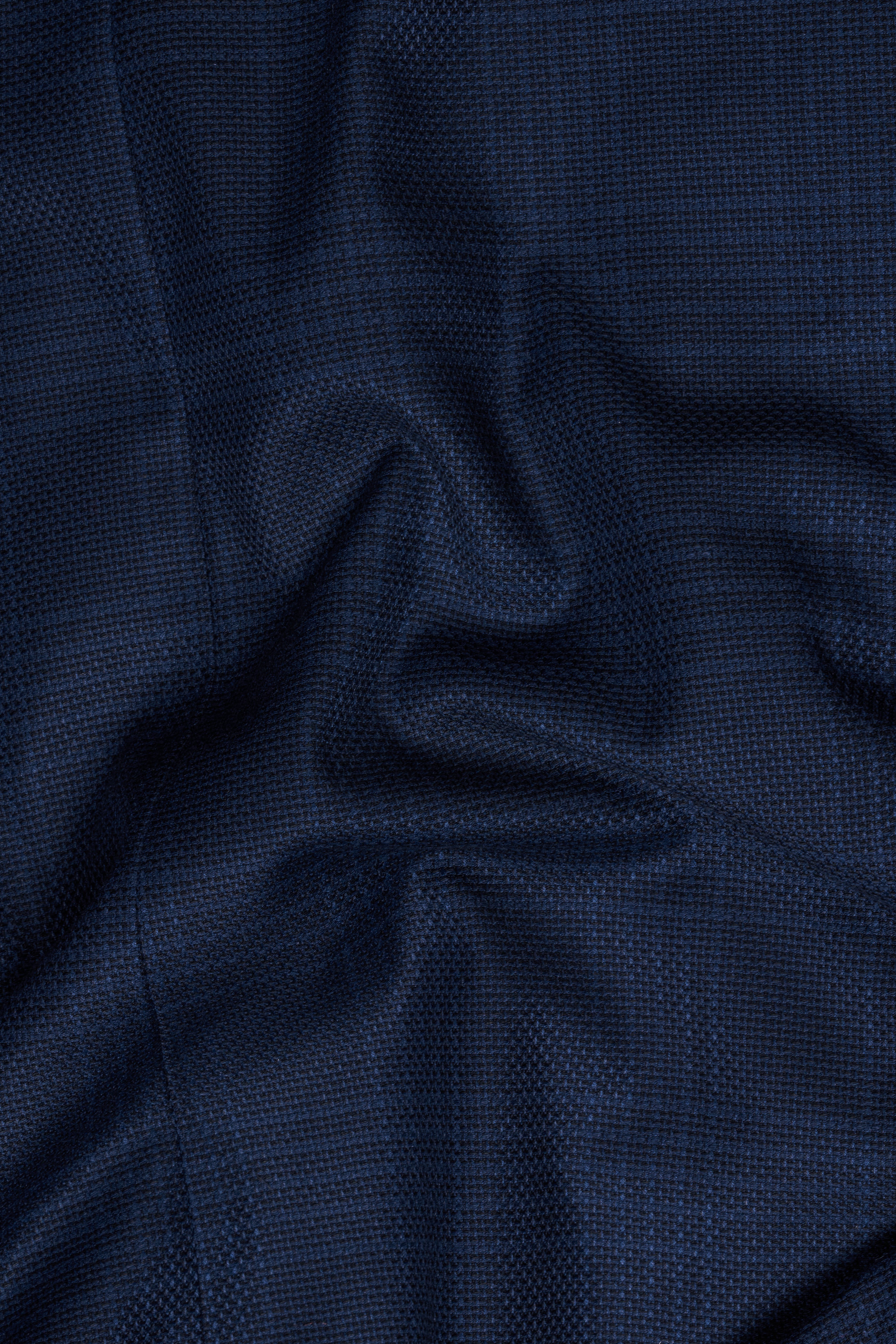 Prussian Blue Subtle Checkered Wool Rich Neharu Jacket WC2816-36, WC2816-38, WC2816-40, WC2816-42, WC2816-44, WC2816-46, WC2816-48, WC2816-50, WC2816-52, WC2816-54, WC2816-56, WC2816-58, WC2816-60