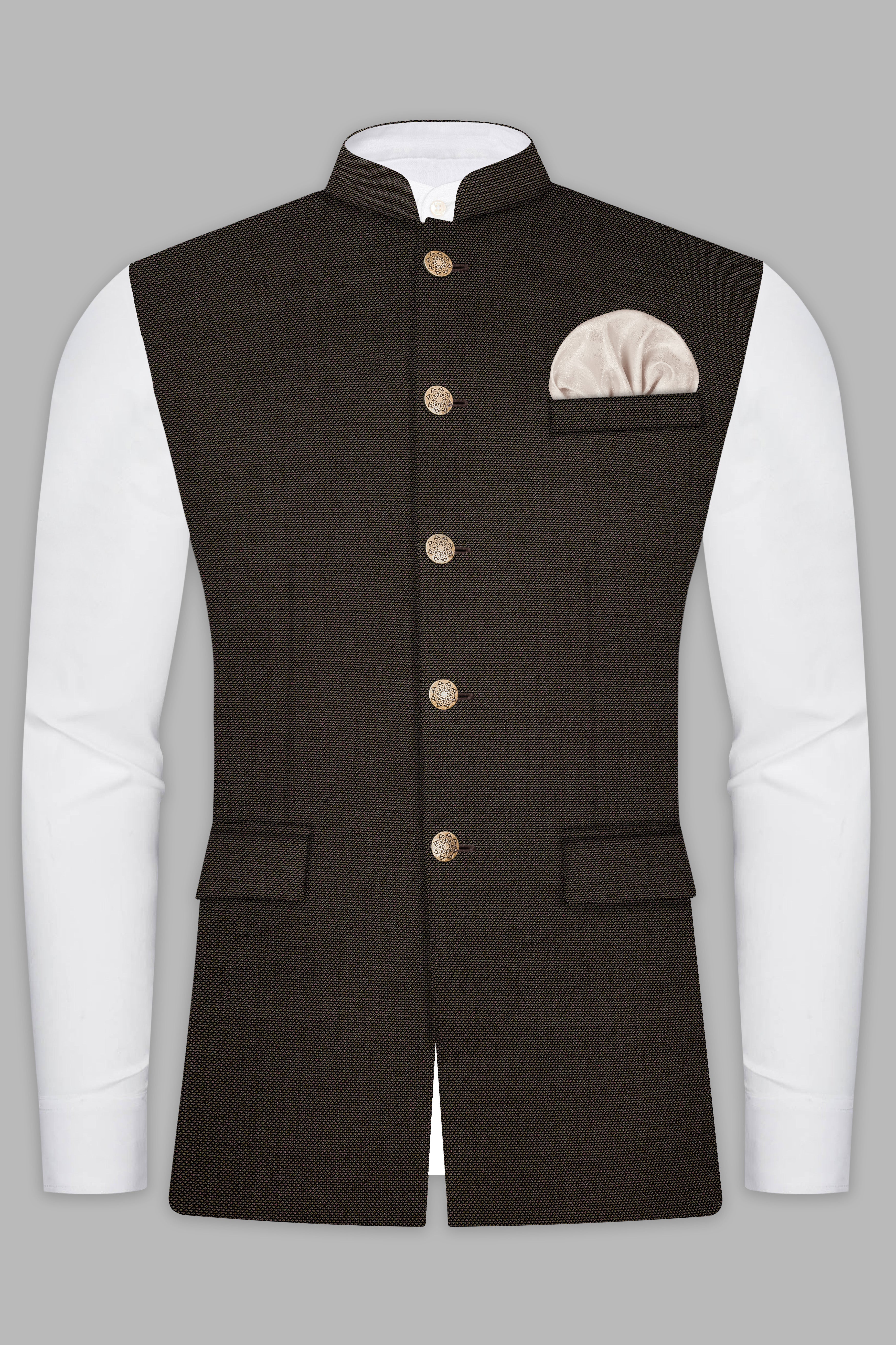 Zeus Brown Wool Rich Nehru Jacket