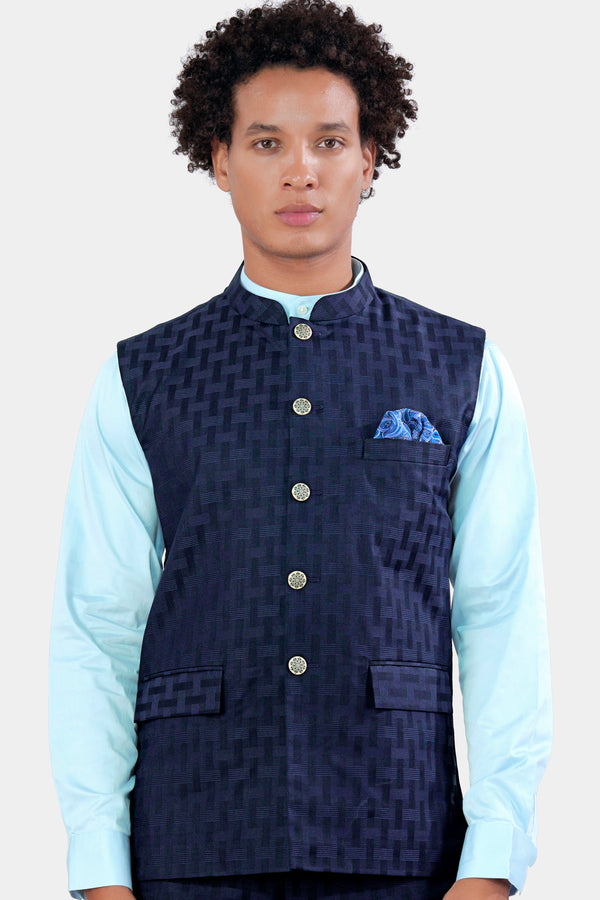 Haiti Blue Wool Rich Nehru Jacket WC2956-36, WC2956-38, WC2956-40, WC2956-42, WC2956-44, WC2956-46, WC2956-48, WC2956-50, WC2956-52, WC2956-54, WC2956-56, WC2956-58, WC2956-60