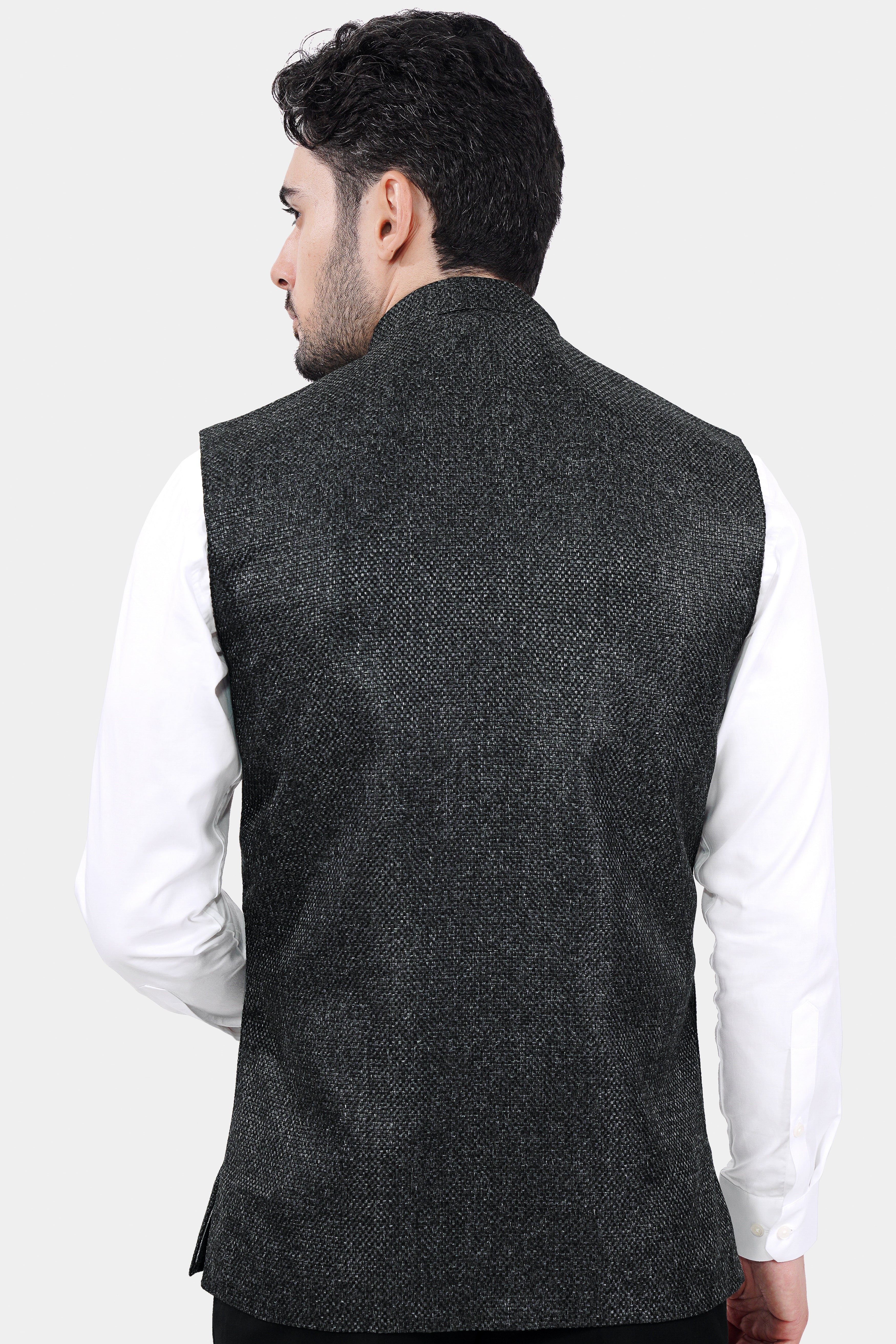 Arsenic Gray Woolrich Single Breasted Nehru Jacket WC3030-36, WC3030-38, WC3030-40, WC3030-42, WC3030-44, WC3030-46, WC3030-48, WC3030-50, WC3030-52, WC3030-54, WC3030-56, WC3030-58, WC3030-60