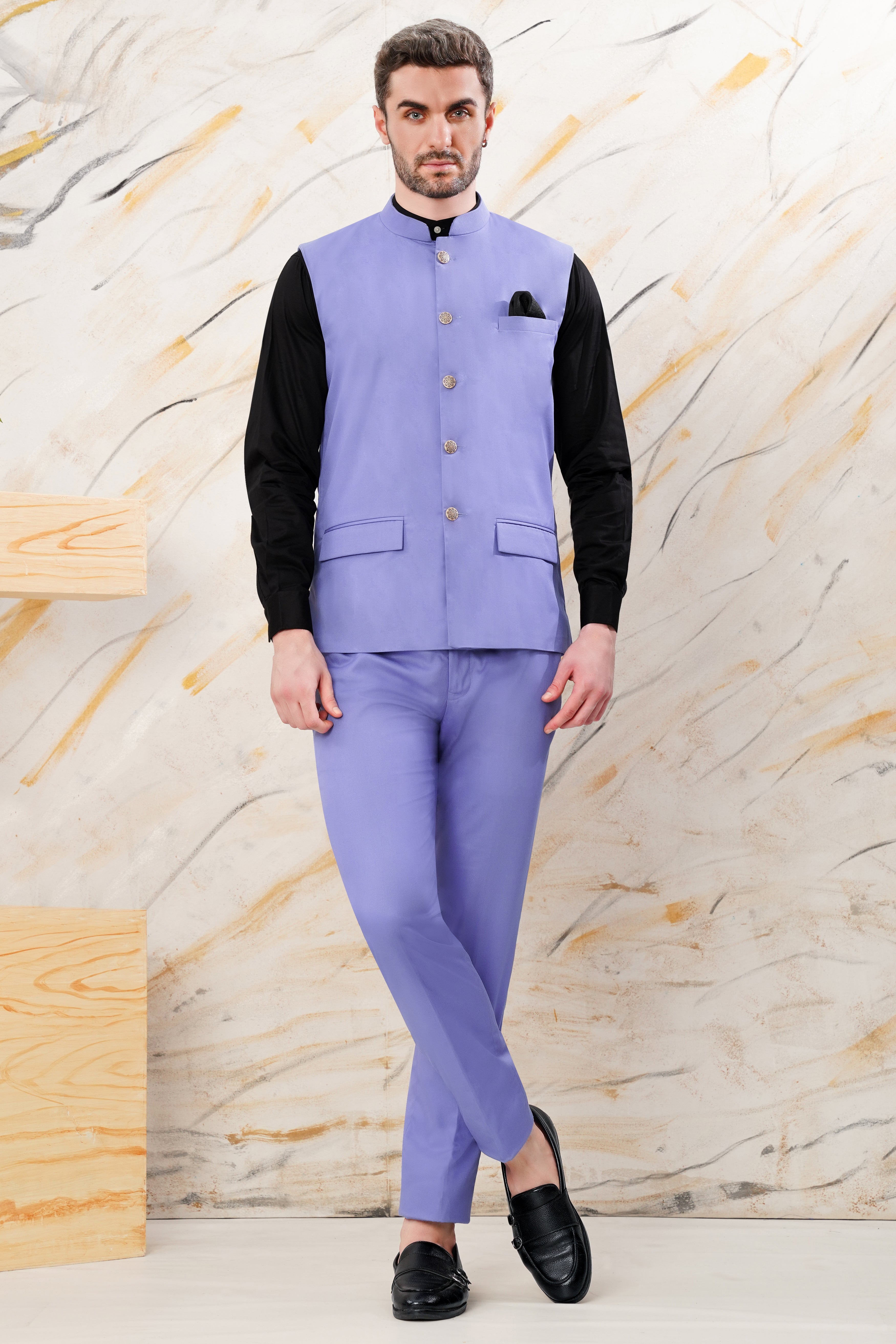 Chetwode Purple Premium Cotton Nehru Jacket WC3049-36, WC3049-38, WC3049-40, WC3049-42, WC3049-44, WC3049-46, WC3049-48, WC3049-50, WC3049-52, WC3049-54, WC3049-56, WC3049-58, WC3049-60