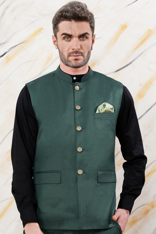 Gable Green Wool Rich Nehru Jacket