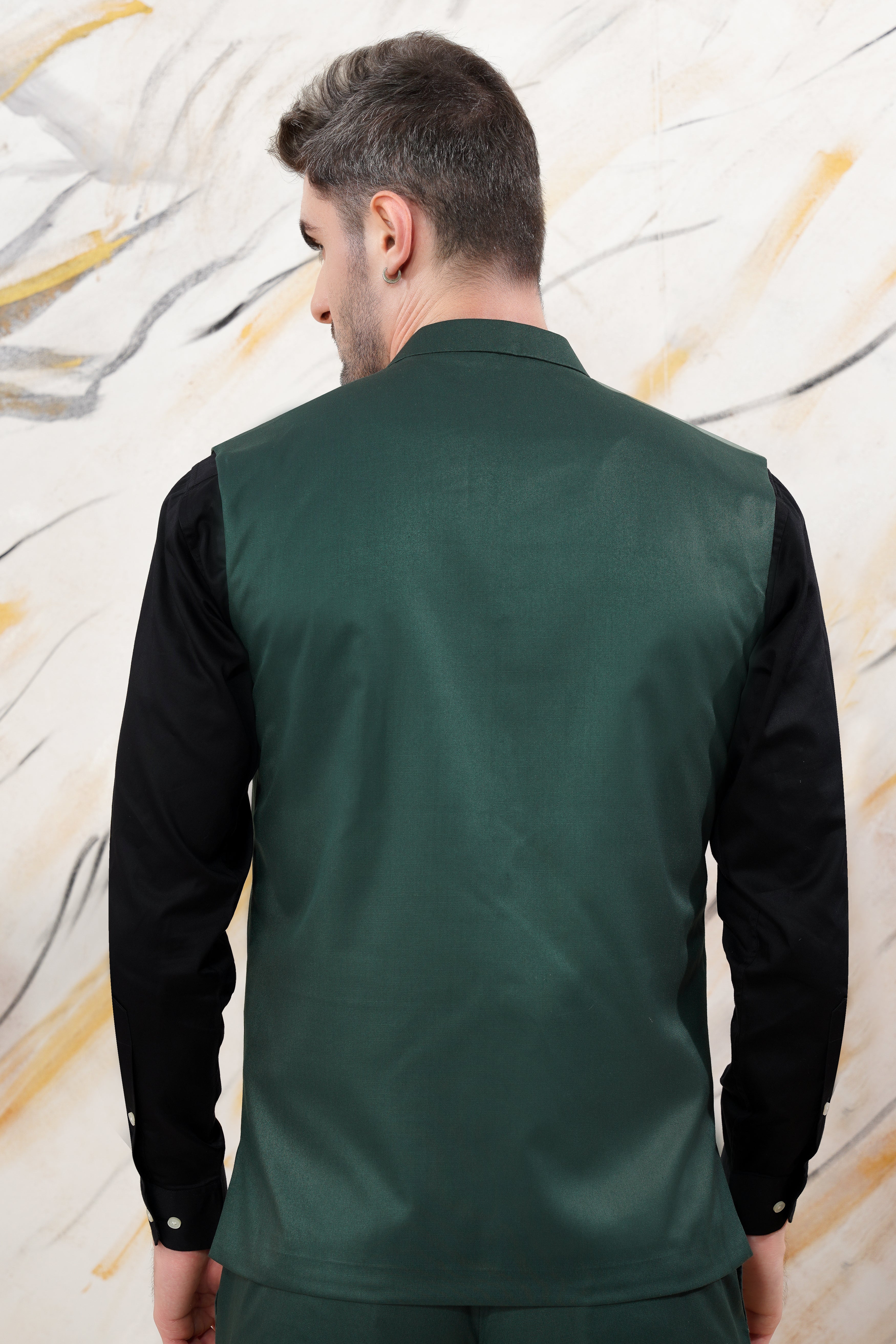 Gable Green Wool Rich Nehru Jacket WC3051-36, WC3051-38, WC3051-40, WC3051-42, WC3051-44, WC3051-46, WC3051-48, WC3051-50, WC3051-52, WC3051-54, WC3051-56, WC3051-58, WC3051-60