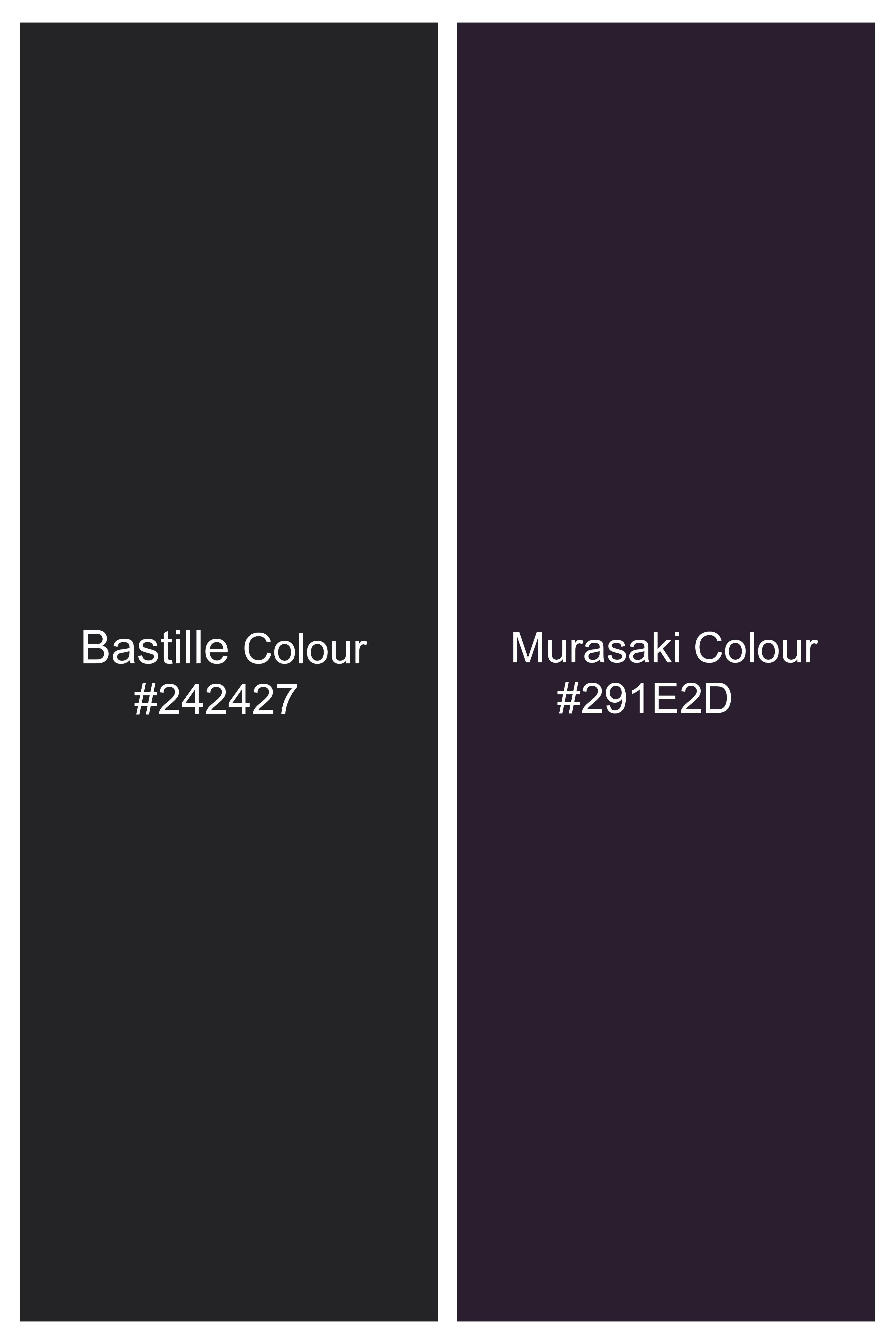 Bastille Black and Murasaki Purple Windowpane Wool Rich Nehru Jacket WC3063-36, WC3063-38, WC3063-40, WC3063-42, WC3063-44, WC3063-46, WC3063-48, WC3063-50, WC3063-52, WC3063-54, WC3063-56, WC3063-58, WC3063-60