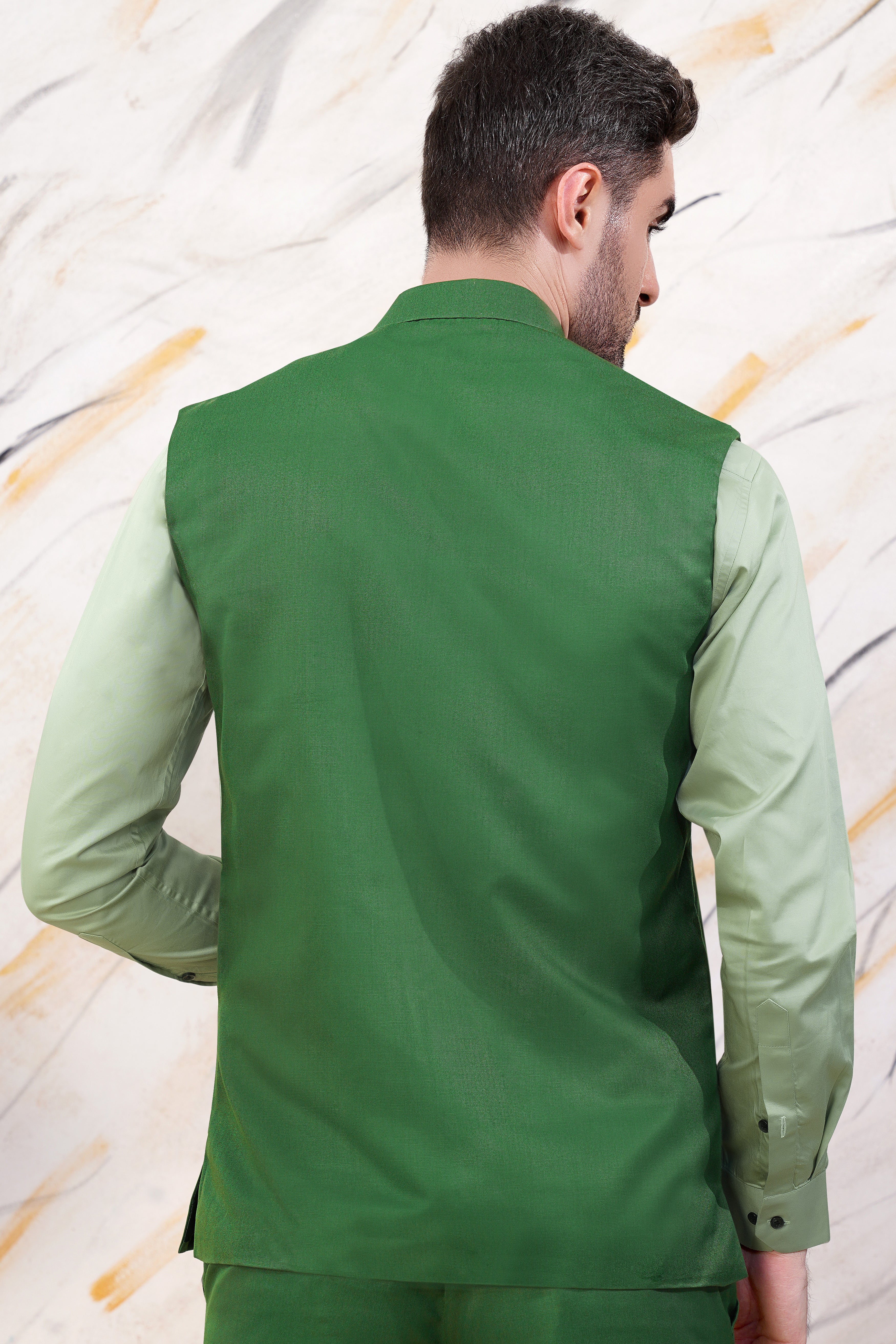 Como Green Wool Rich Nehru Jacket WC3065-36, WC3065-38, WC3065-40, WC3065-42, WC3065-44, WC3065-46, WC3065-48, WC3065-50, WC3065-52, WC3065-54, WC3065-56, WC3065-58, WC3065-60