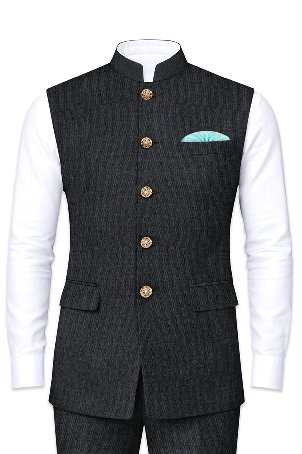 Gunmetal Grey Wool Rich Nehru Jacket