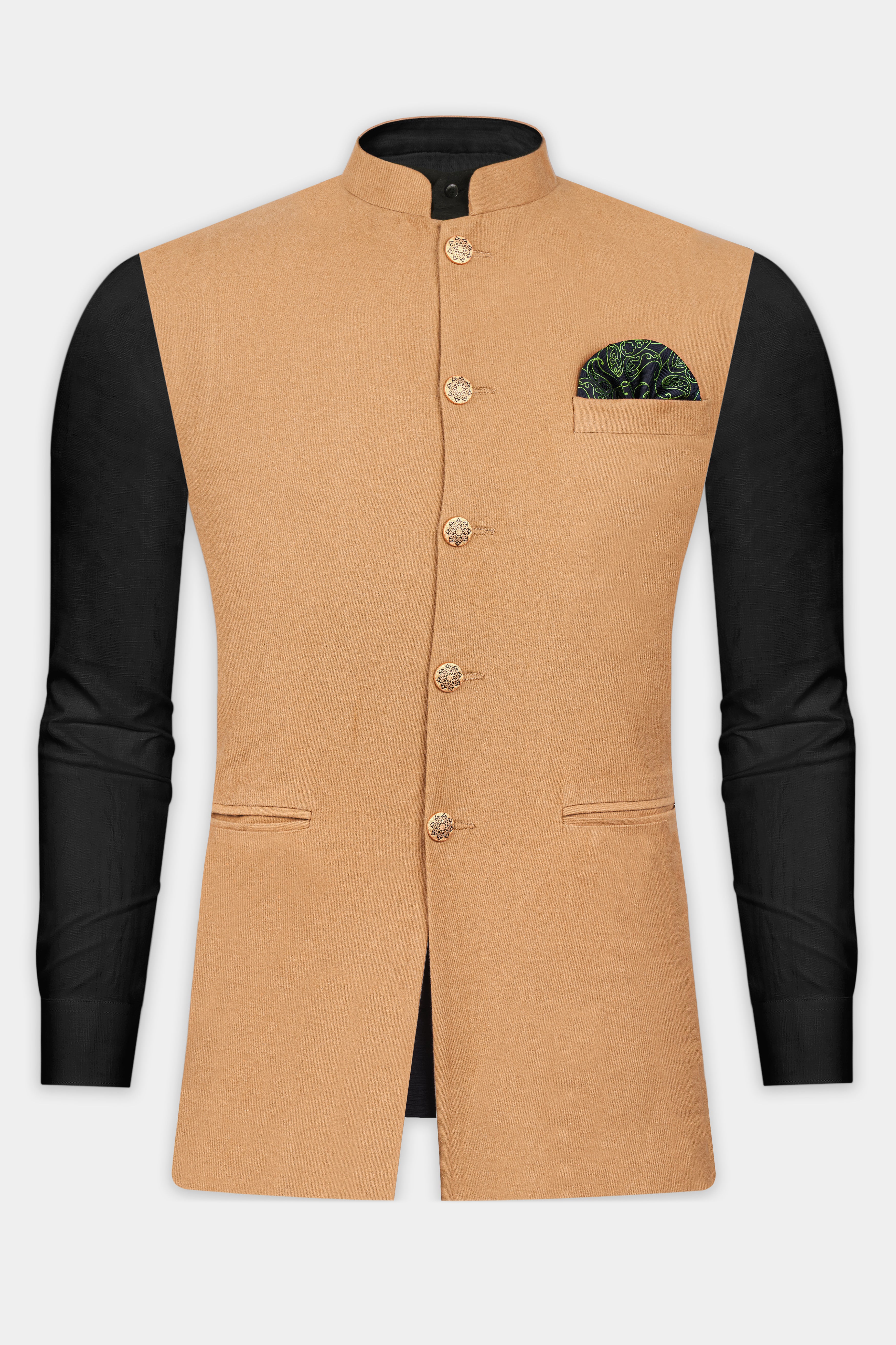 Antique Orange Corduroy Premium Cotton Nehru Jacket