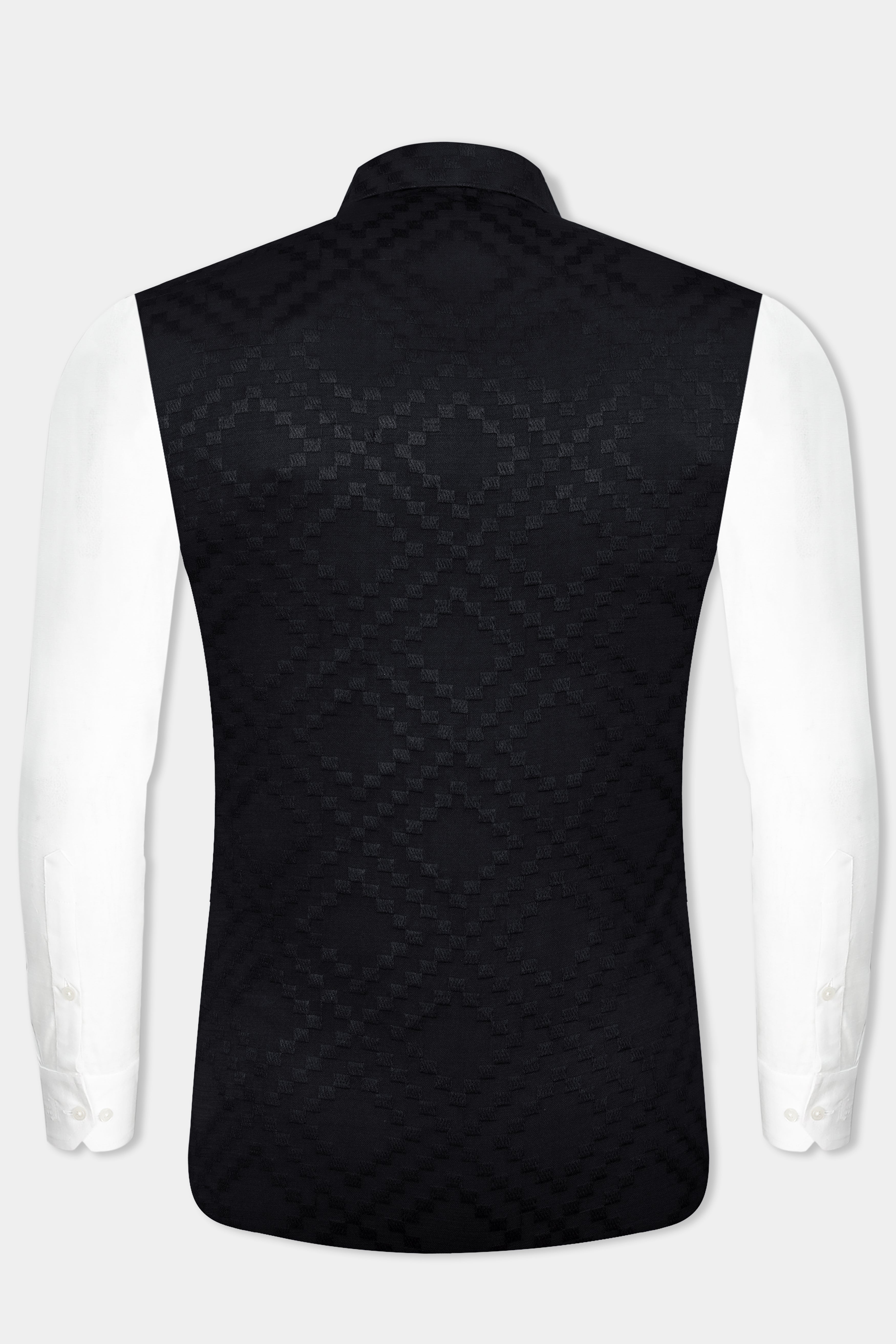 Jade Black Viscose Embroidered Designer Nehru Jacket