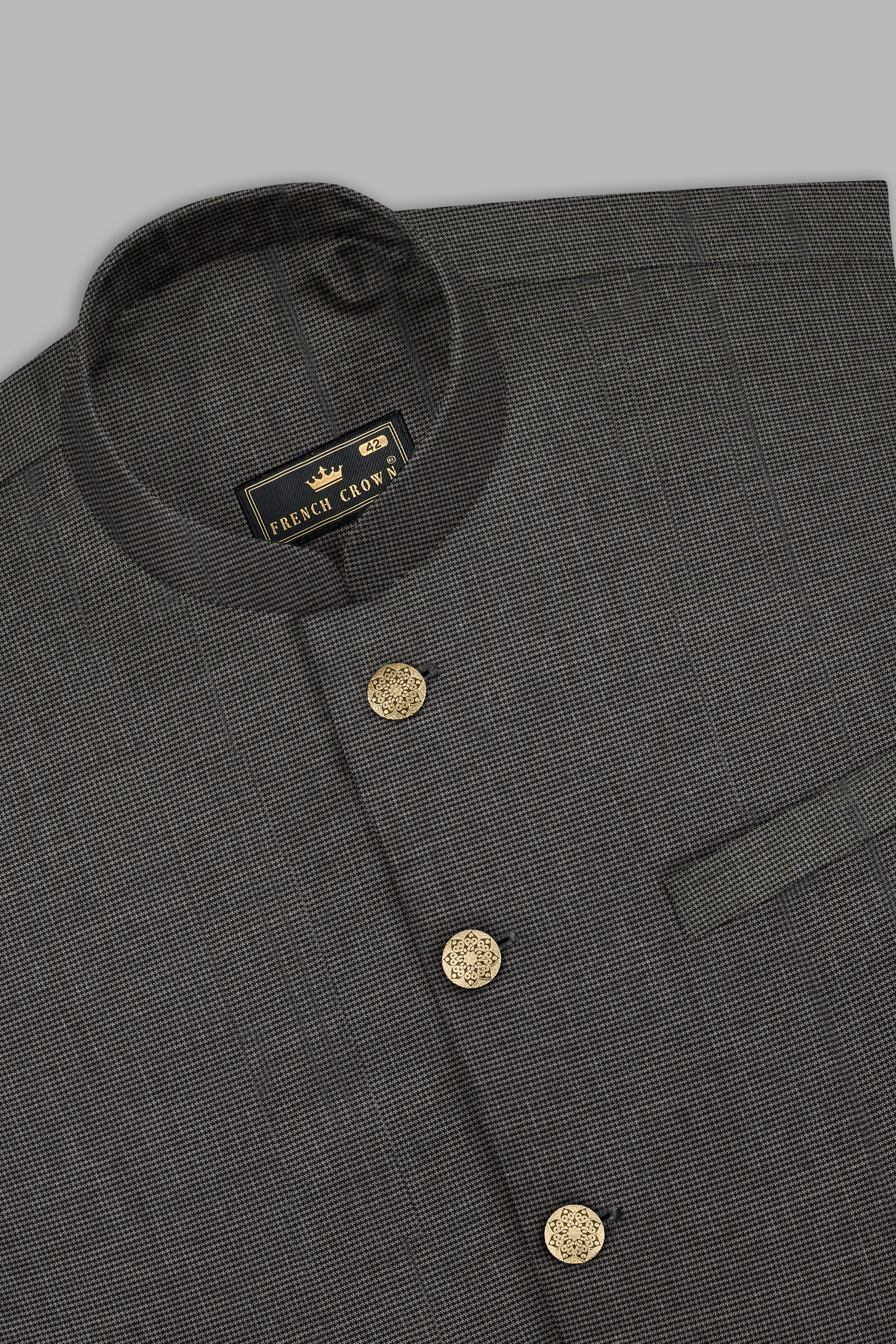 Iridium Gray Wool Rich Designer Nehru Jacket