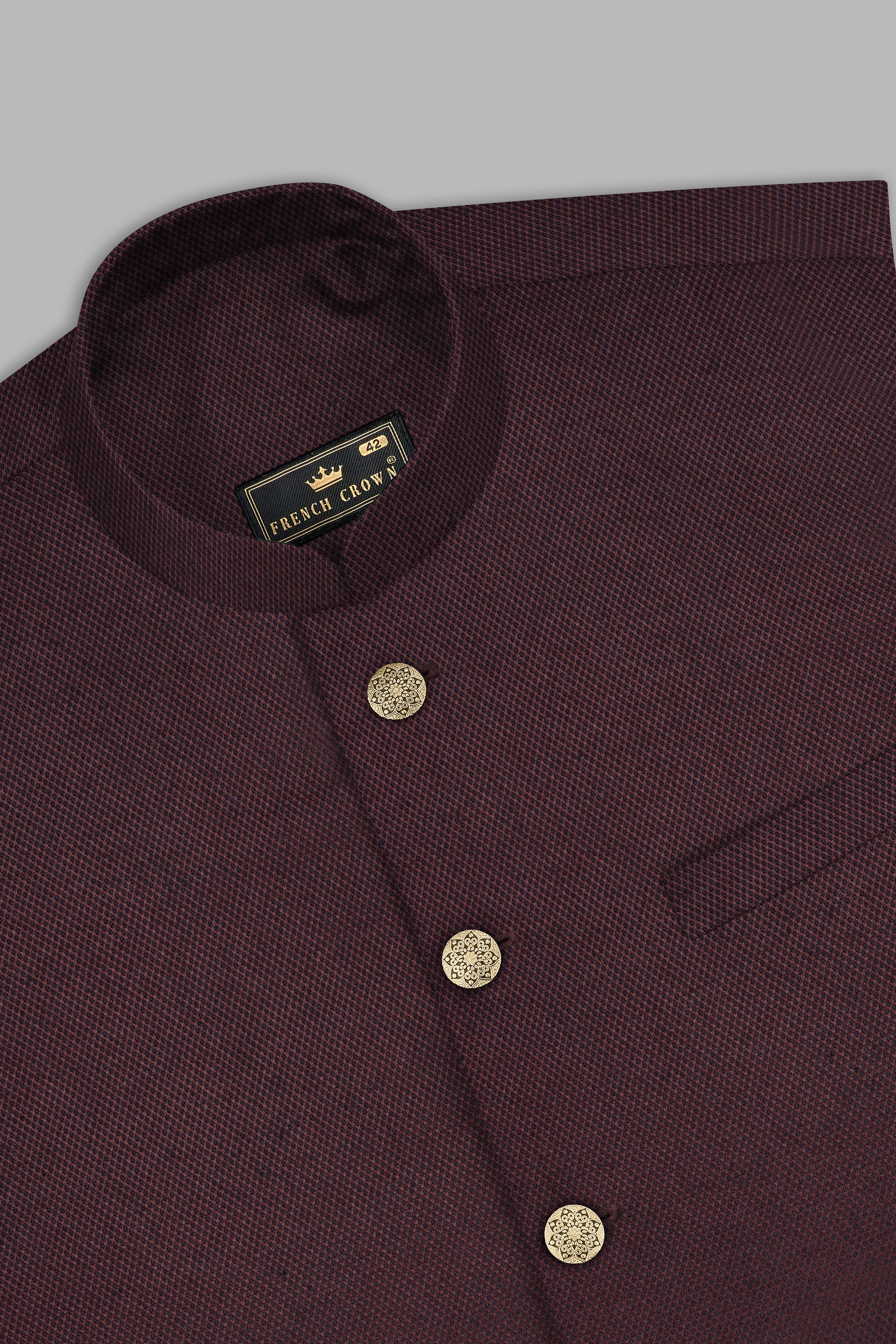 Eclipse Maroon Textured Wool Rich Nehru Jacket