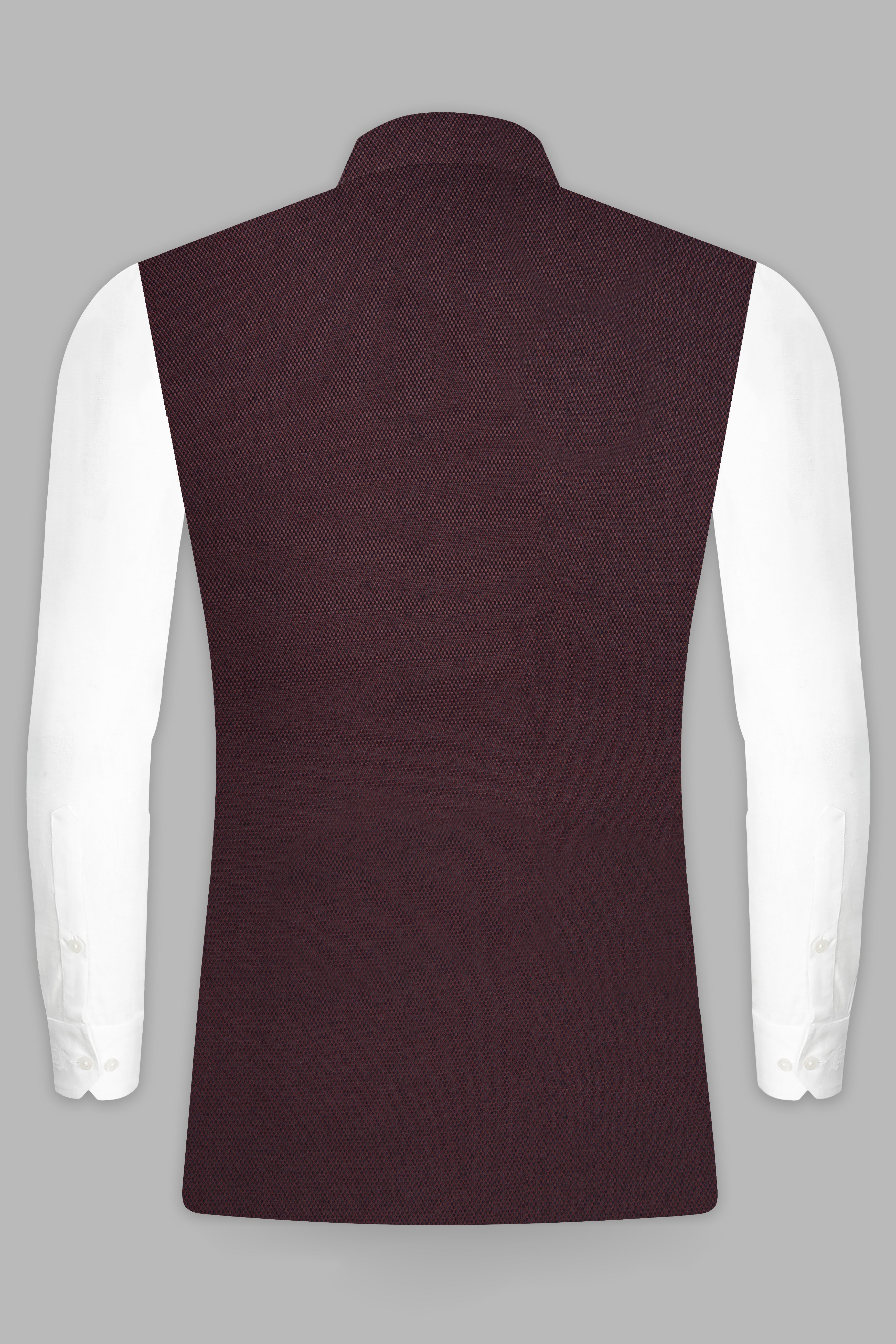 Eclipse Maroon Textured Wool Rich Nehru Jacket