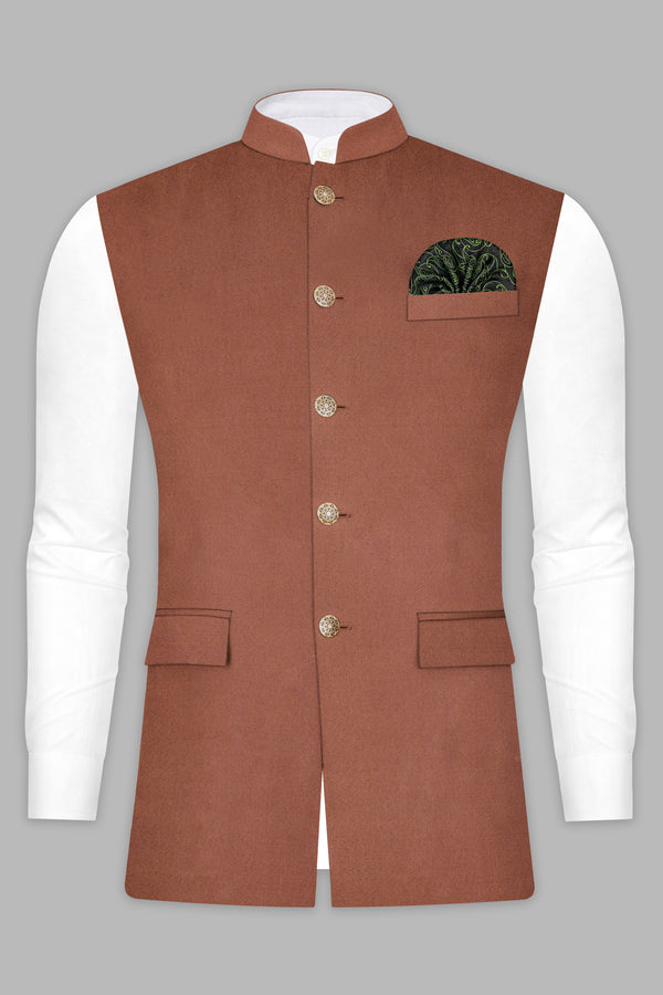 Palliser Brown Wool Rich Nehru Jacket