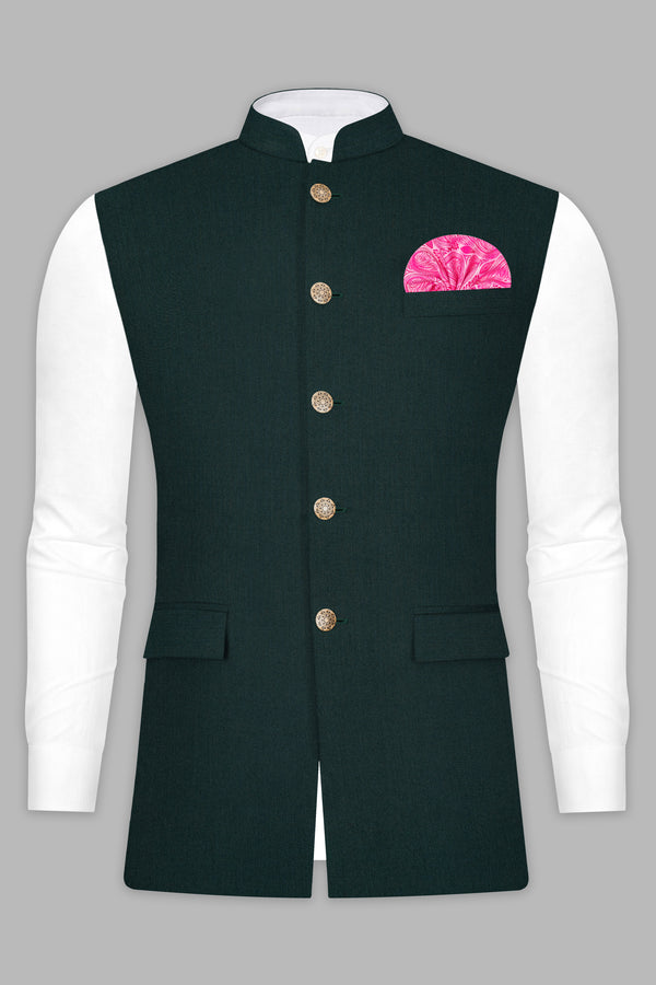 Timber Green Wool Rich Nehru Jacket