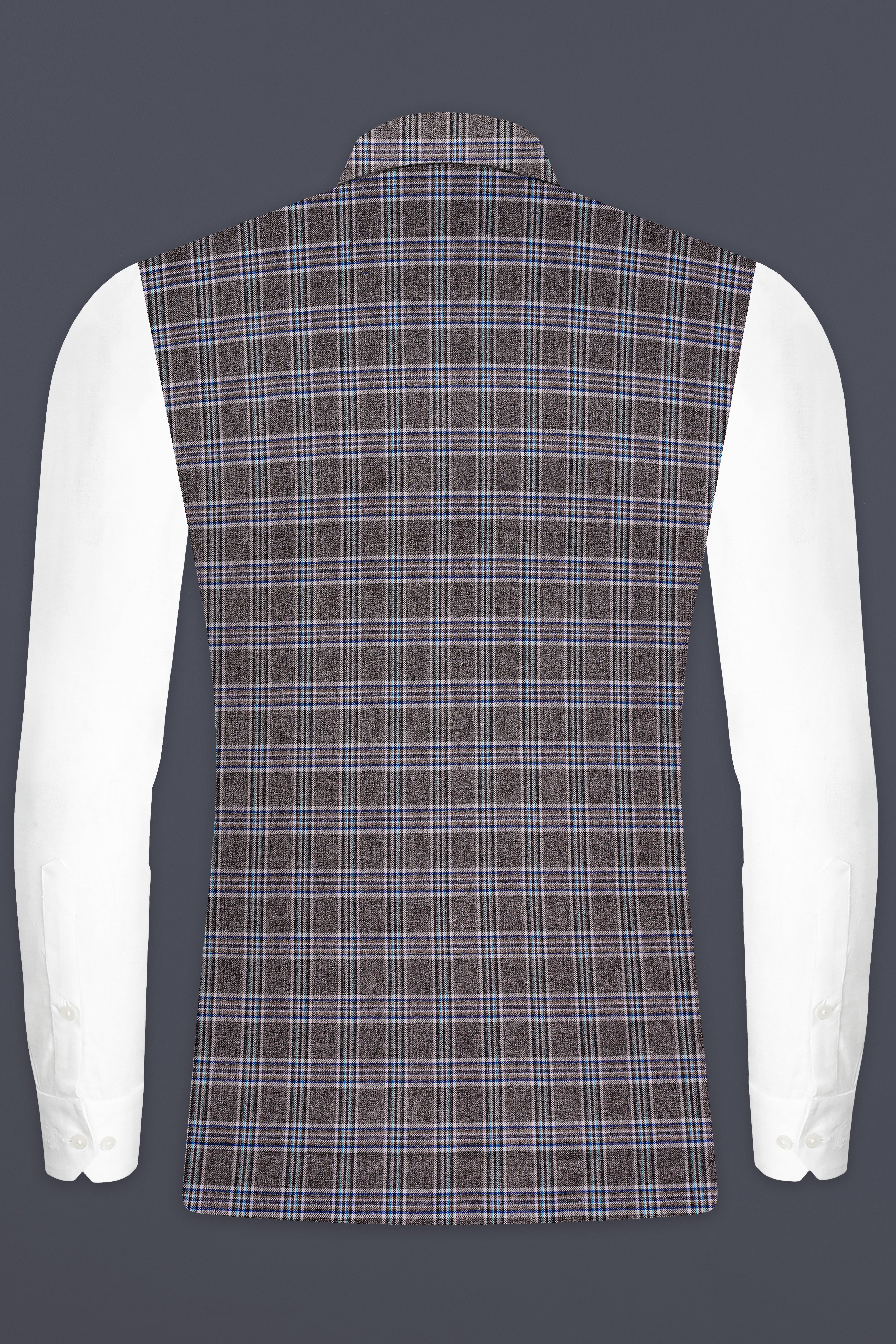 Ironside Grey Plaid Wool Blend Nehru Jacket