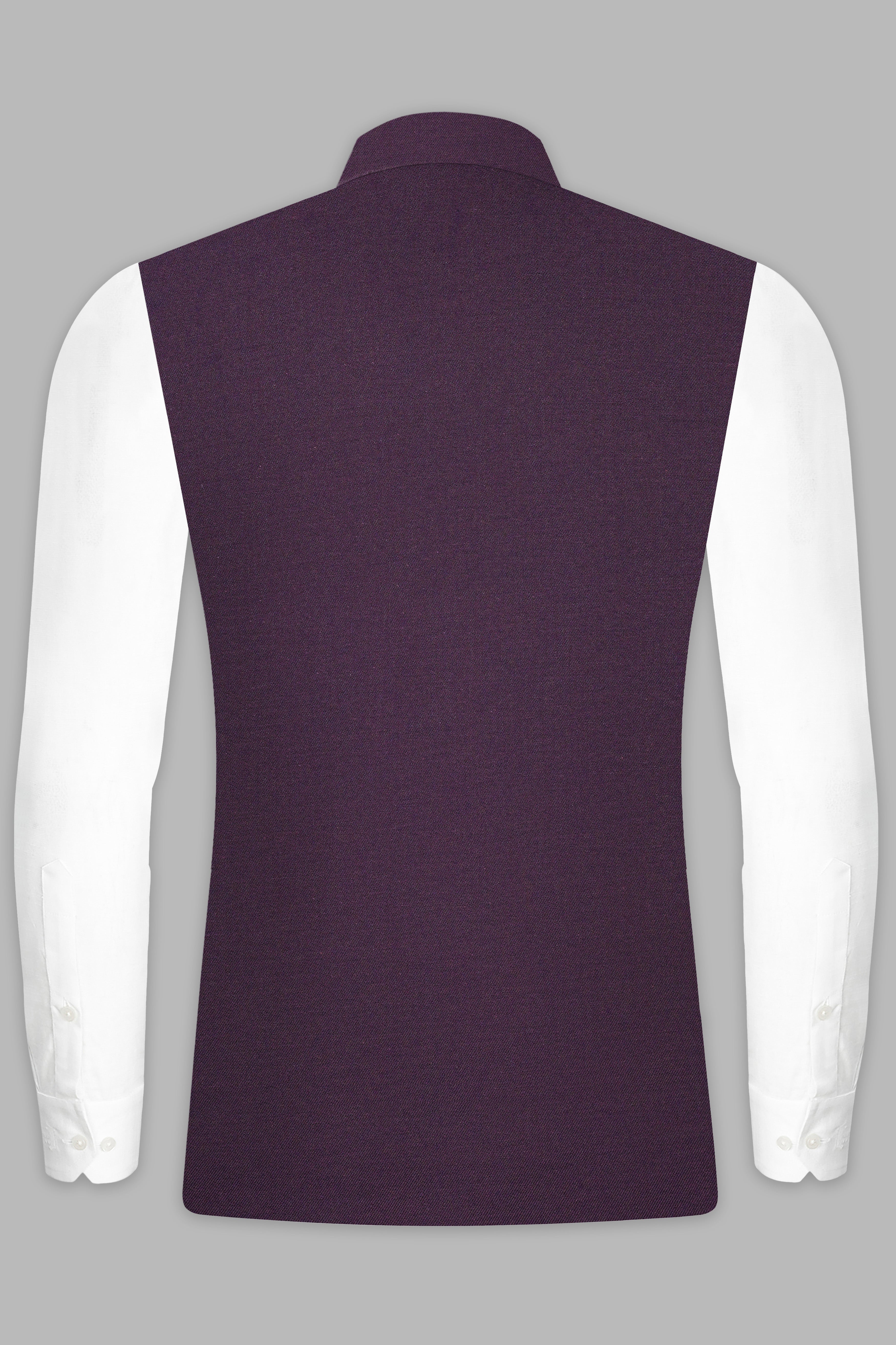 Eminence Purple Solid Wool Blend Nehru Jacket