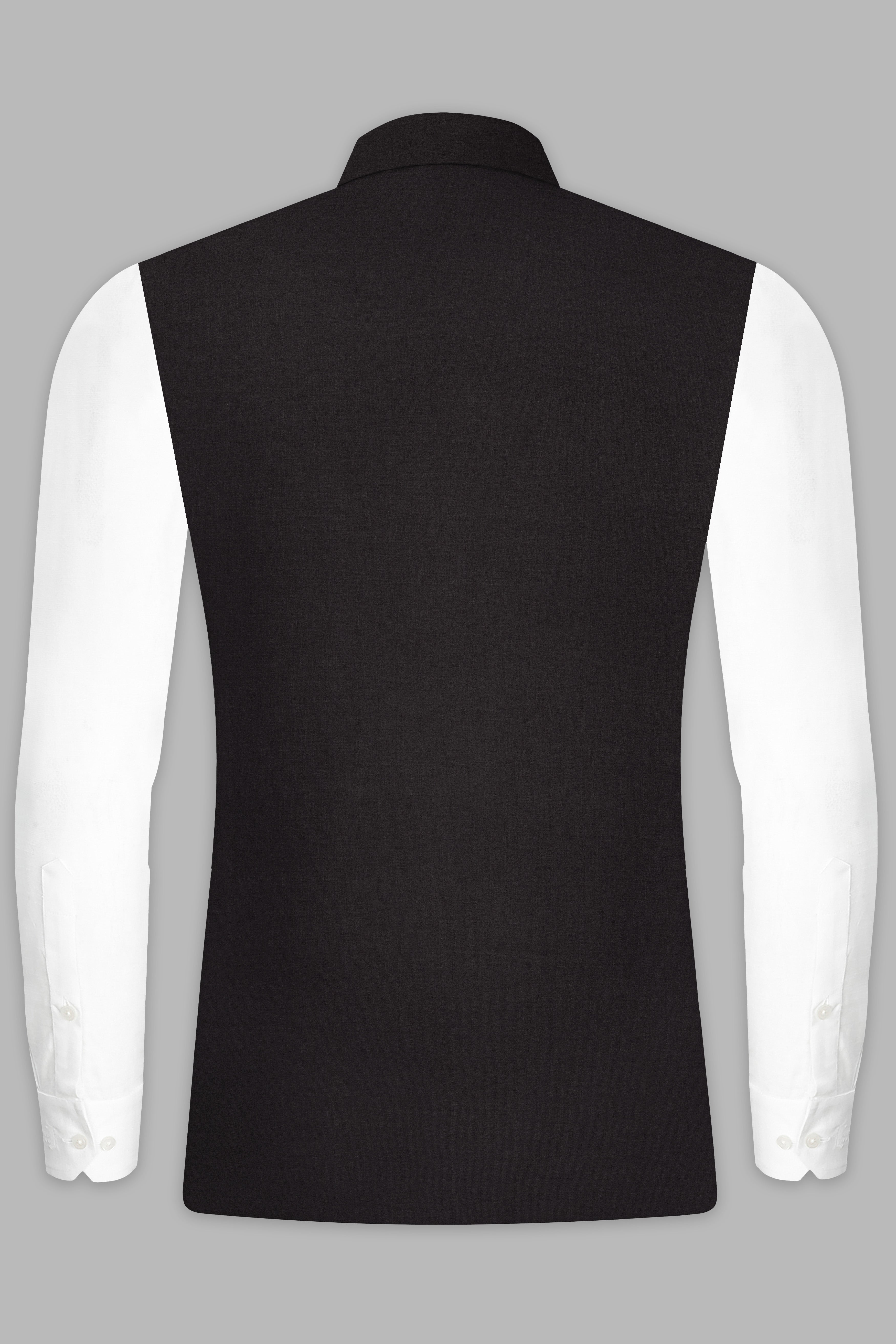 Zeus Black Solid Wool Rich Nehru Jacket