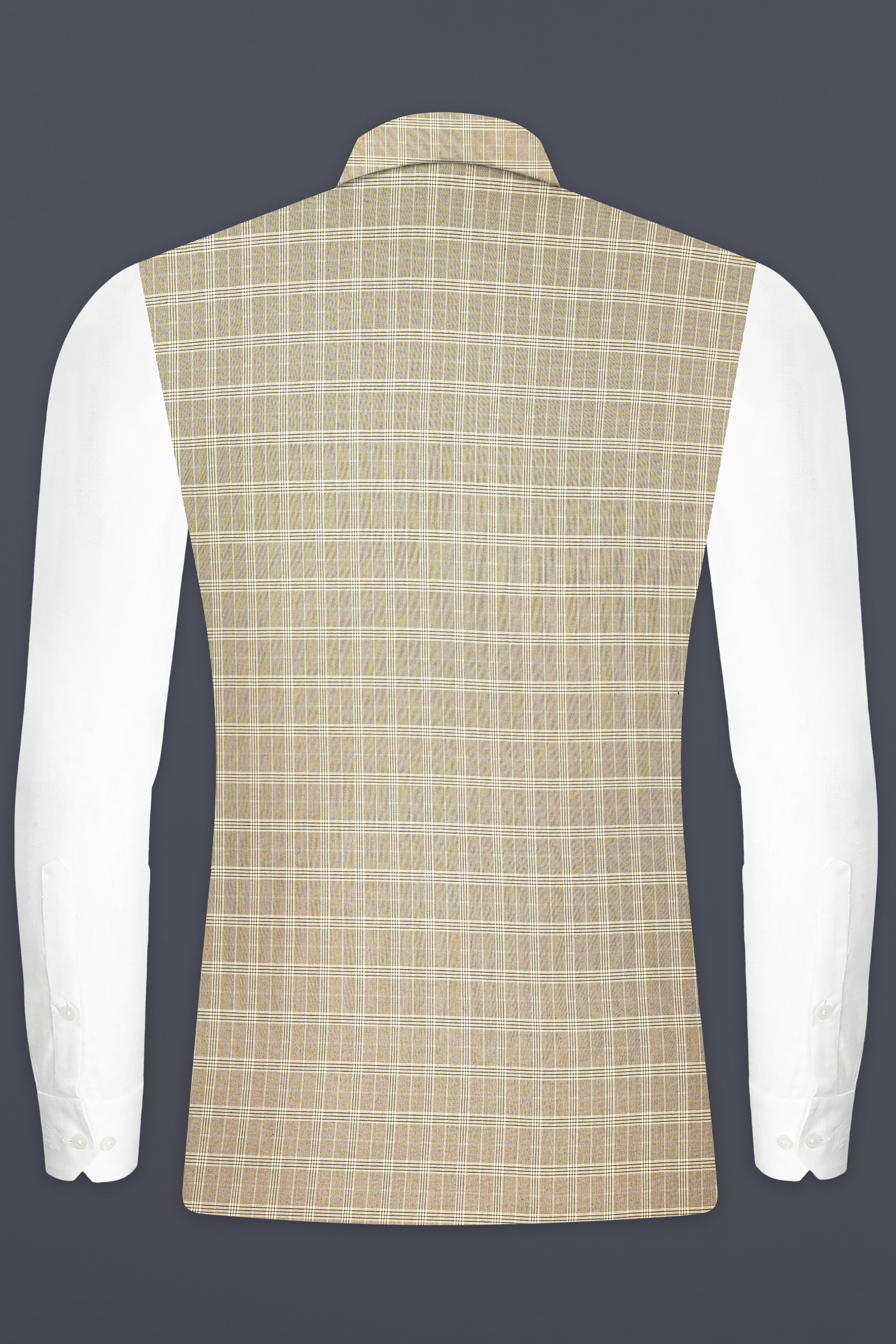 Eagle Cream Plaid Wool Rich Nehru Jacket