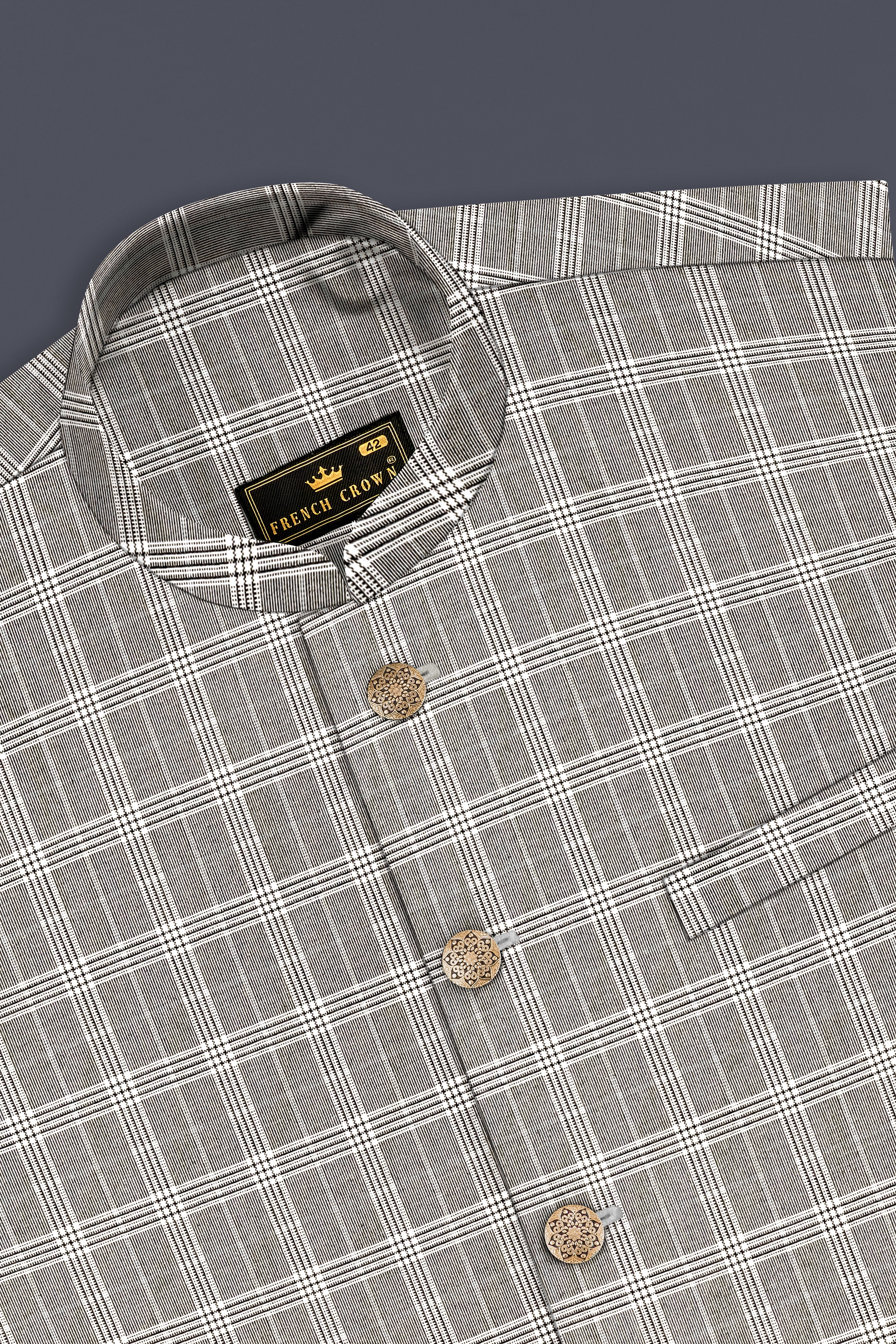 Venus Gray Plaid Wool Rich Nehru Jacket