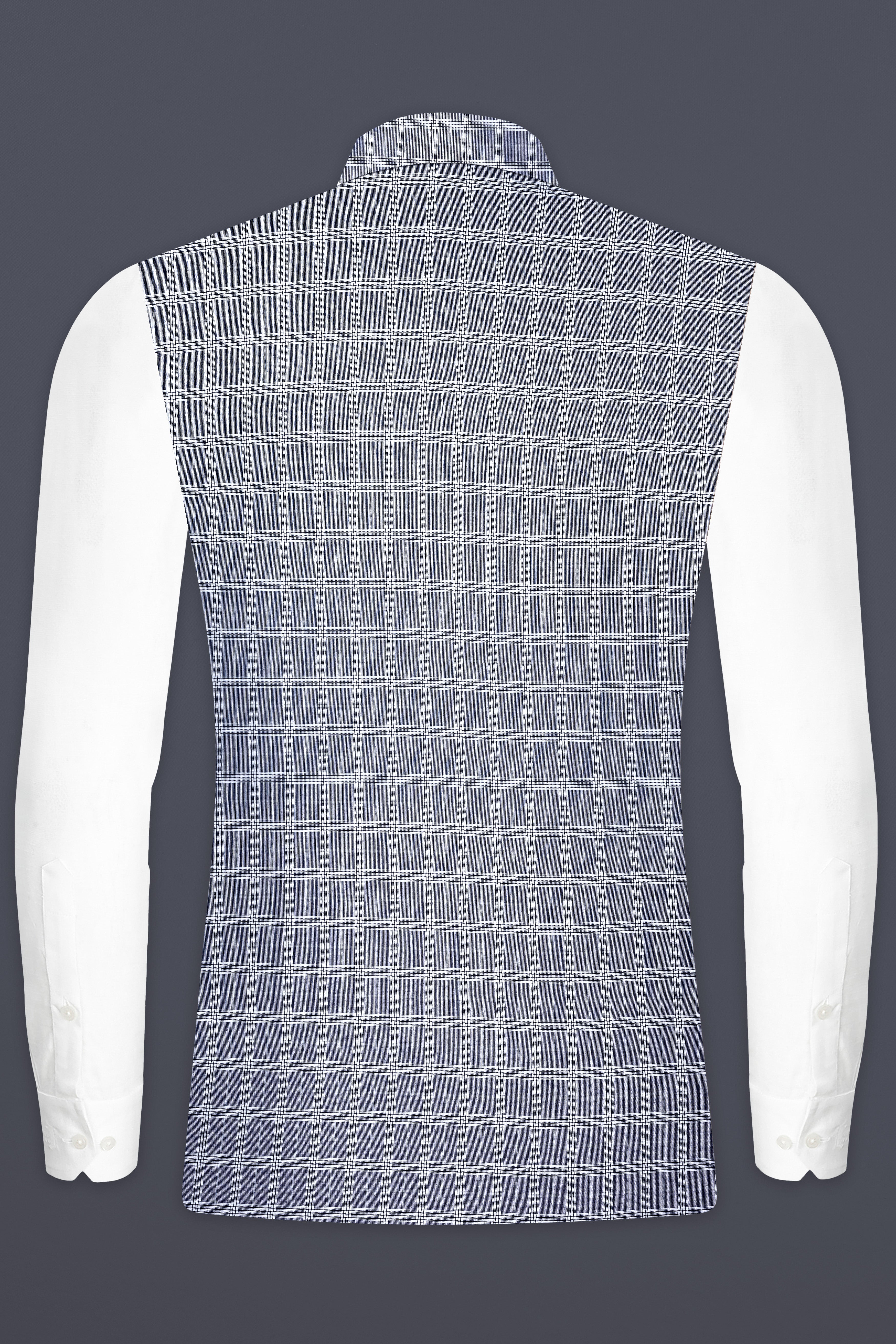 Mountain Mist Blue Plaid Wool Rich Nehru Jacket