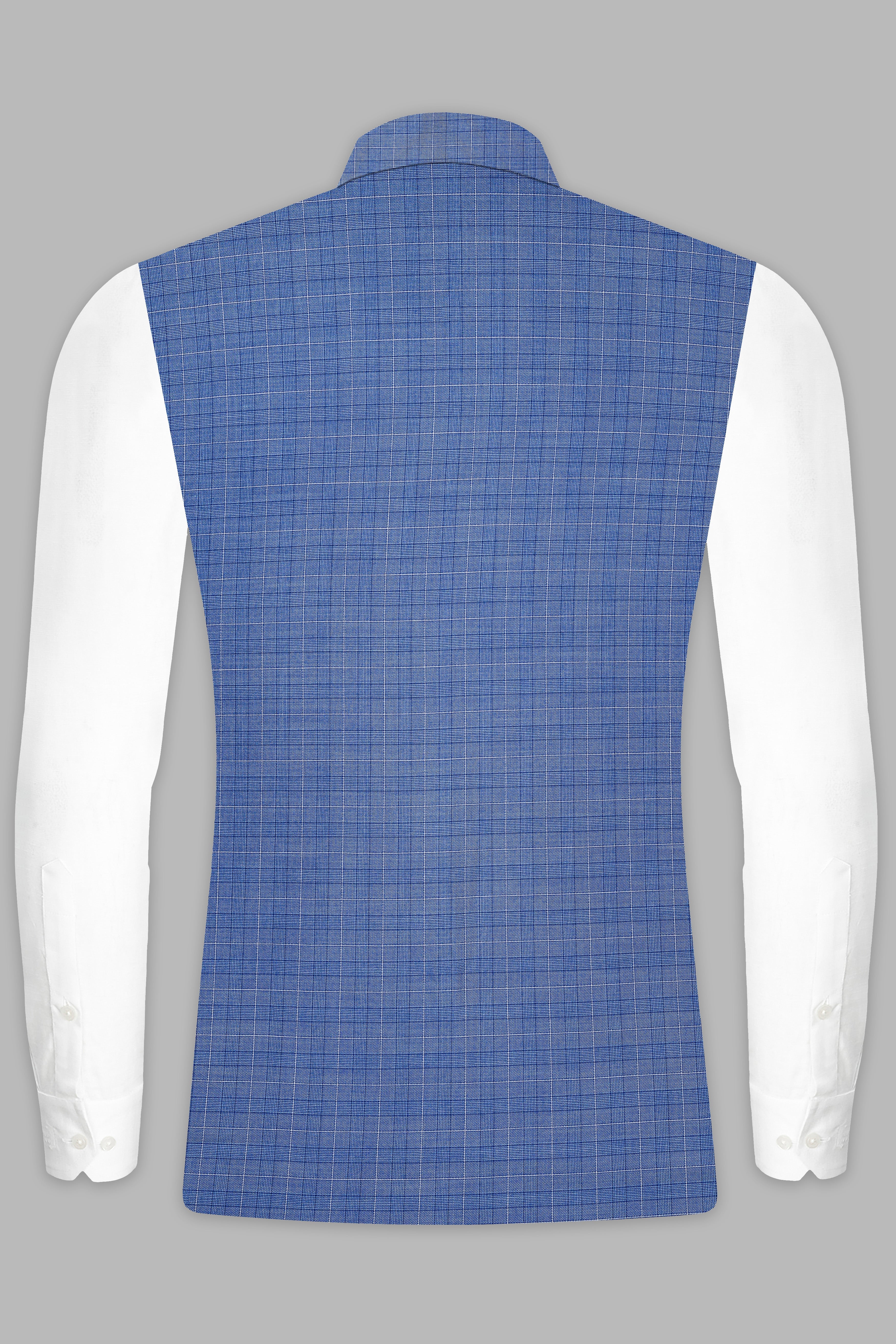 Indigo Blue Plaid Wool Rich Nehru Jacket