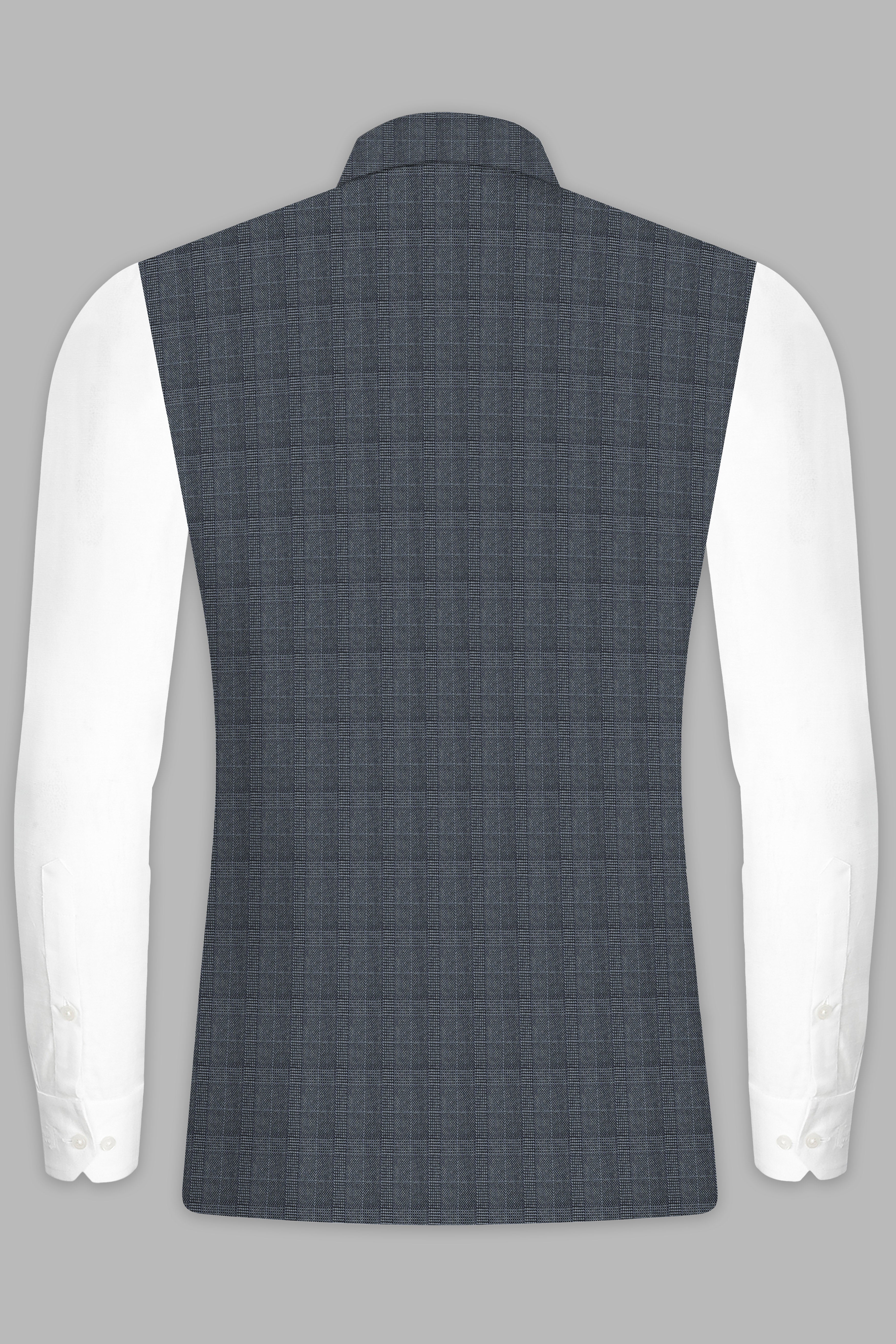 Trout Gray Windowpane Wool Rich Nehru Jacket