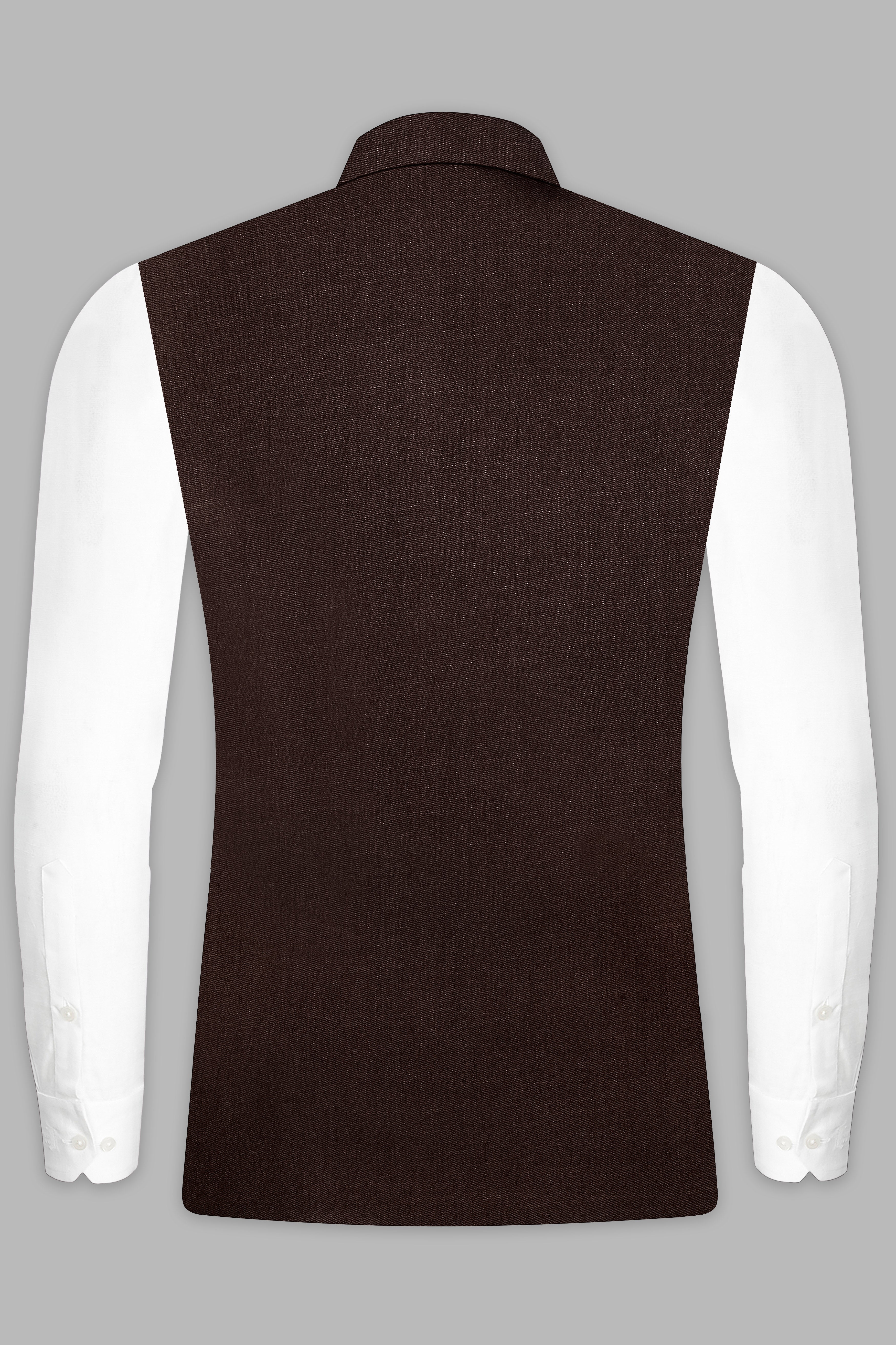 Espresso-Hickory Brown Solid Wool Rich Nehru Jacket