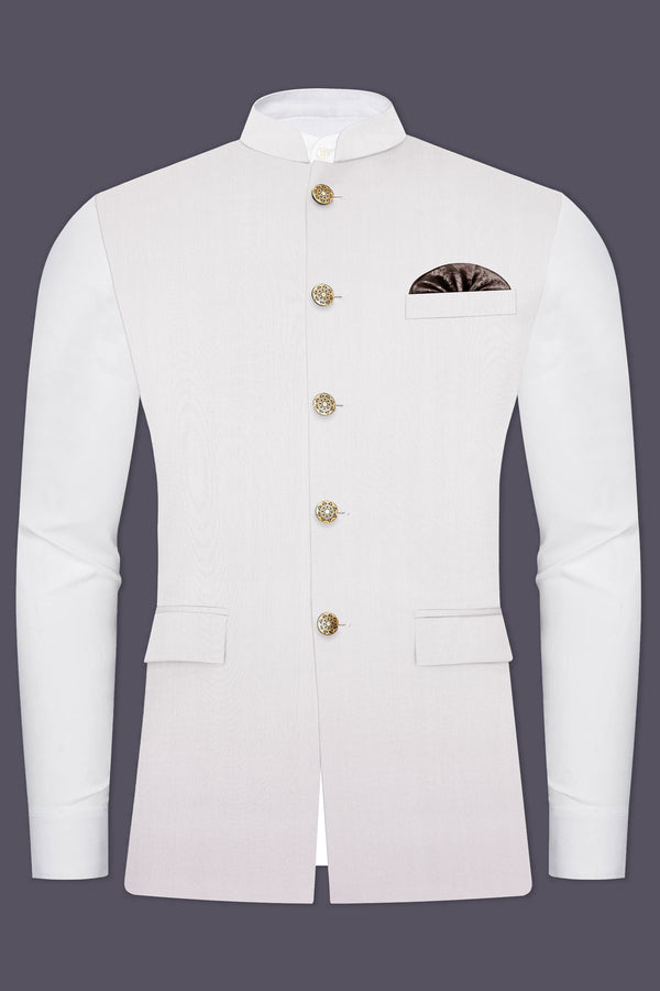 Frost Gray-Glacier Solid Wool Rich Nehru Jacket