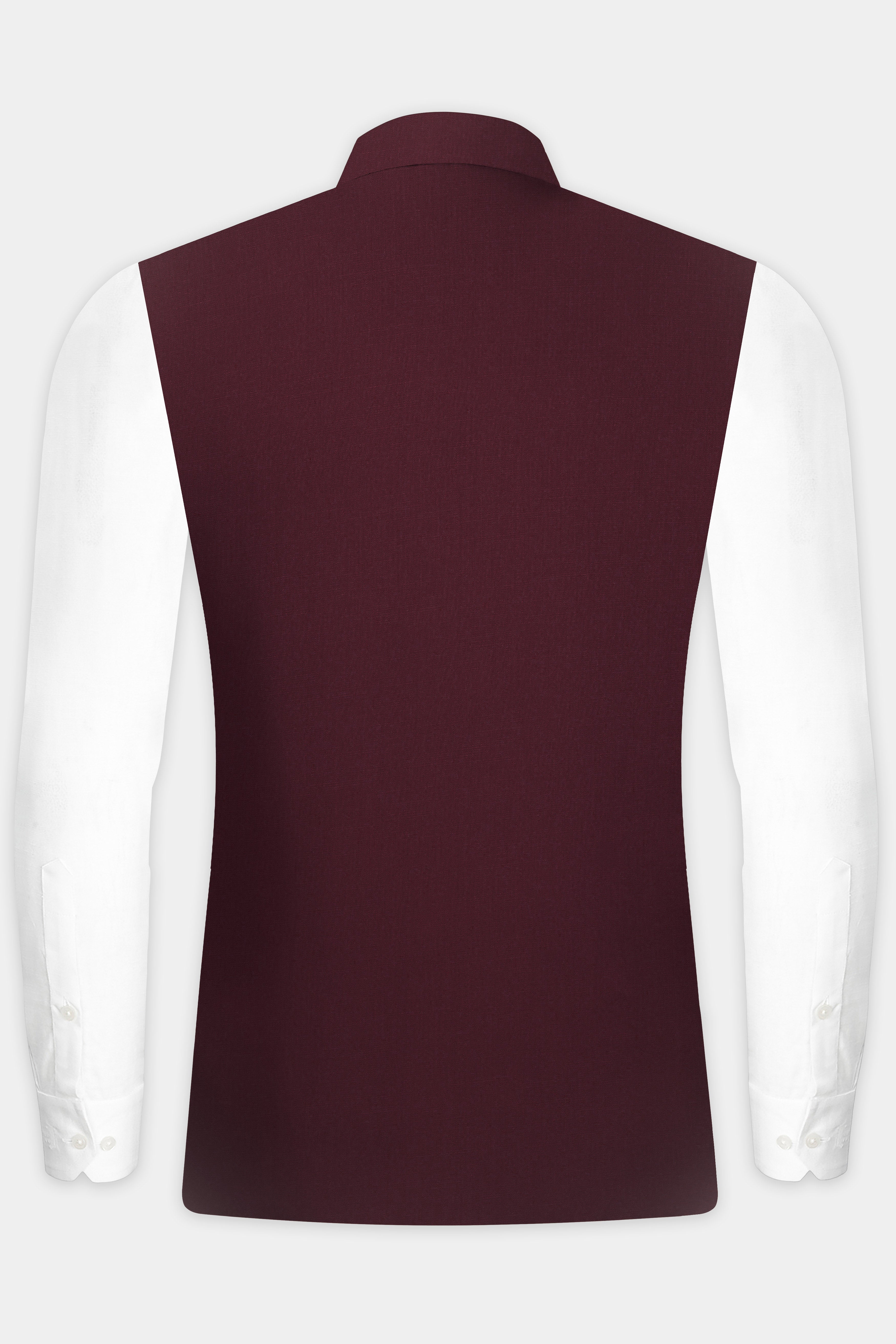 SepiaElite-Tamarind Brown Solid Wool Rich Slight Stretch Nehru Jacket